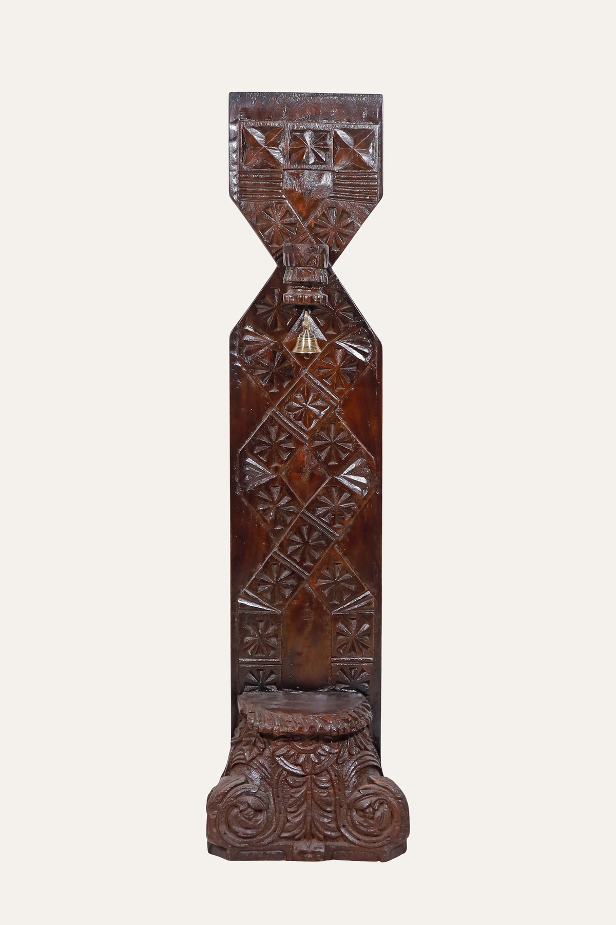 Carved Floral Wooden Wall Sconce with Candle Holder