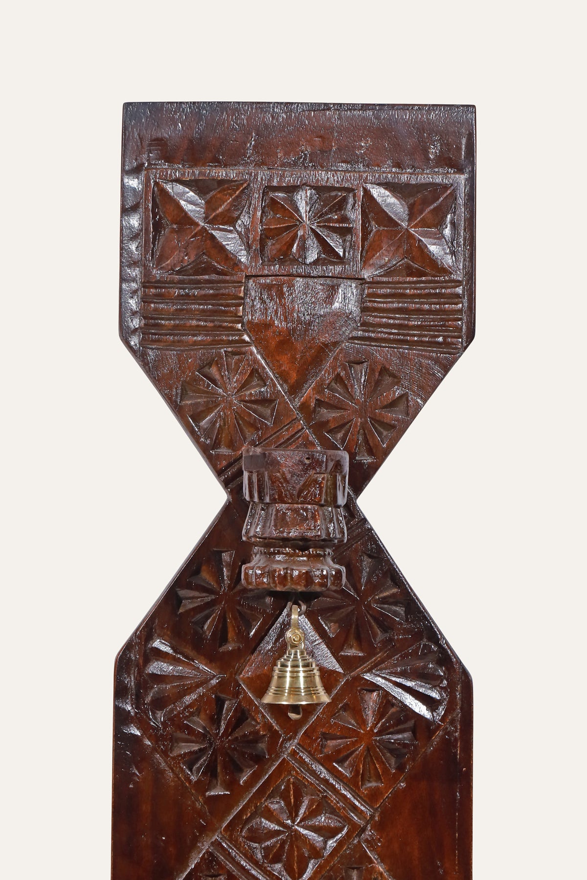 Carved Floral Wooden Wall Sconce with Candle Holder