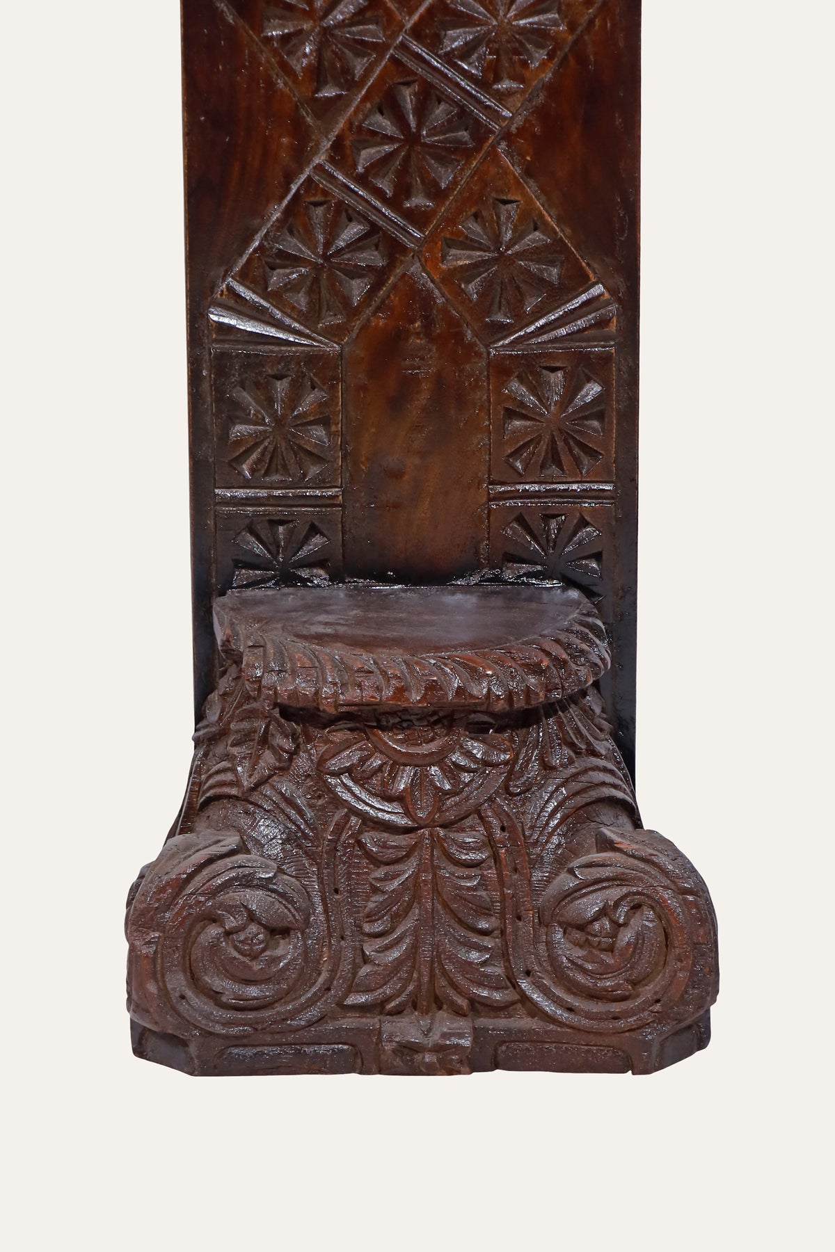 Carved Floral Wooden Wall Sconce with Candle Holder