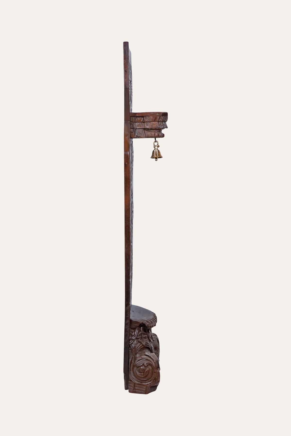 Carved Floral Wooden Wall Sconce with Candle Holder