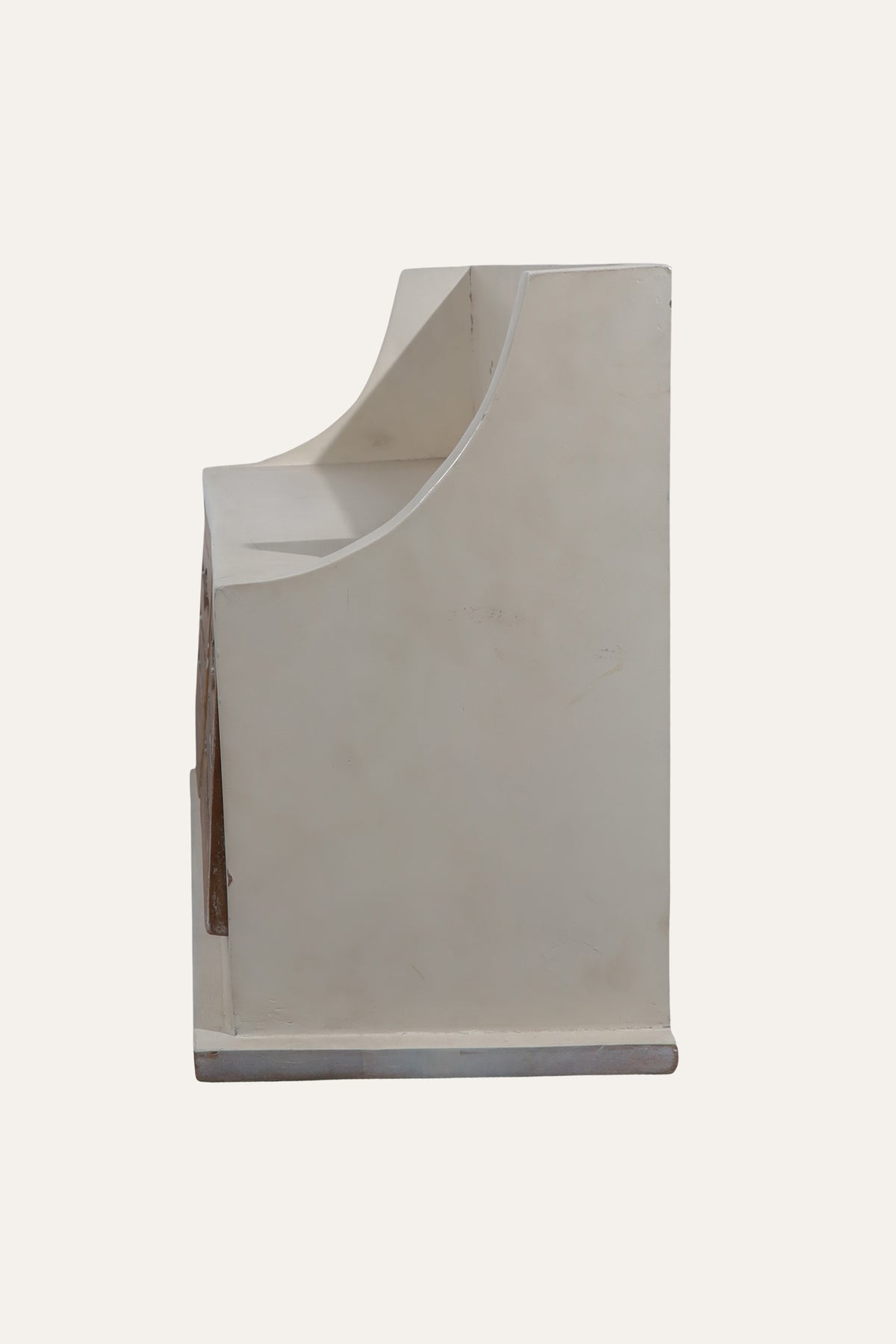 White Wall Shelf with Two Slatted Wood Drawers