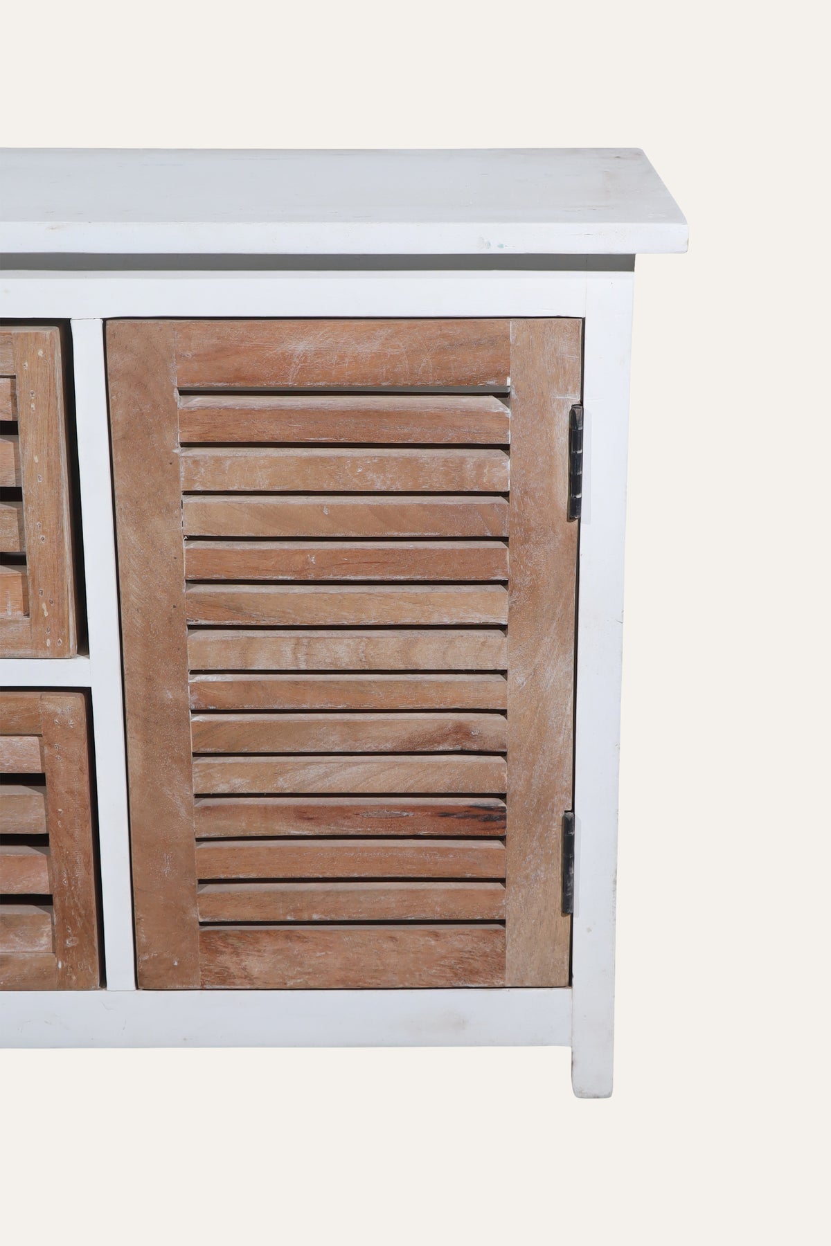 Dual Tone Slatted Storage Cabinet with 2-Drawers & 1-Door