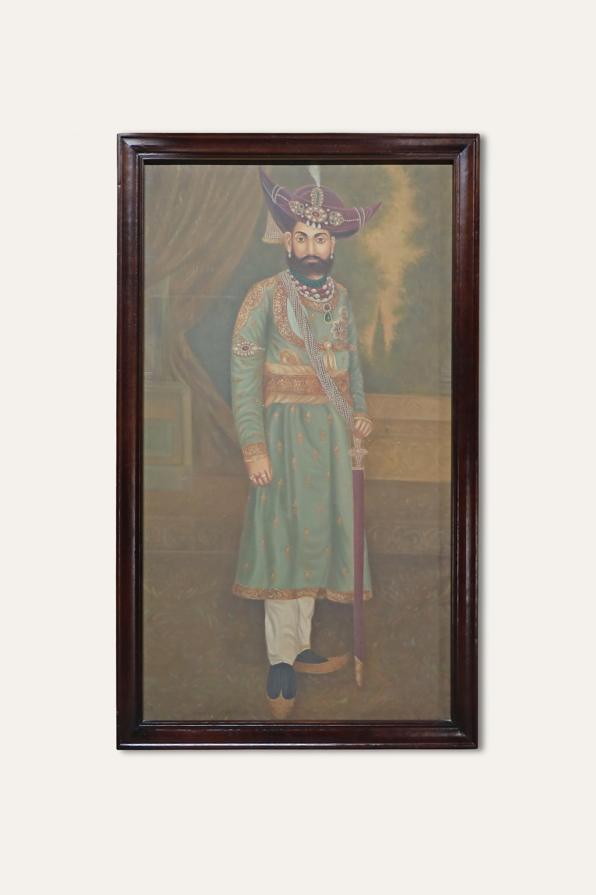Indian Bearded Maharaja Painting for Gallery & Living Room Styling