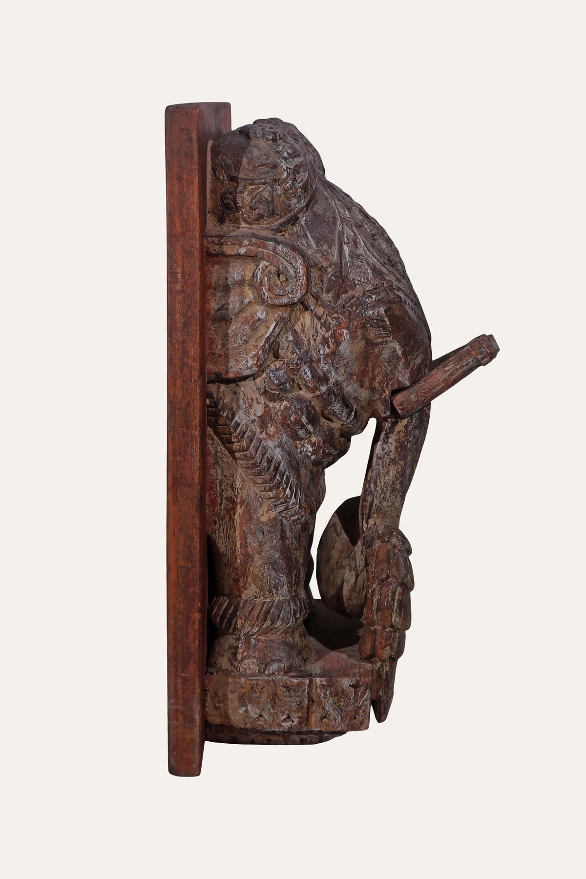 Carved Ceremonial Elephant Relief Decor