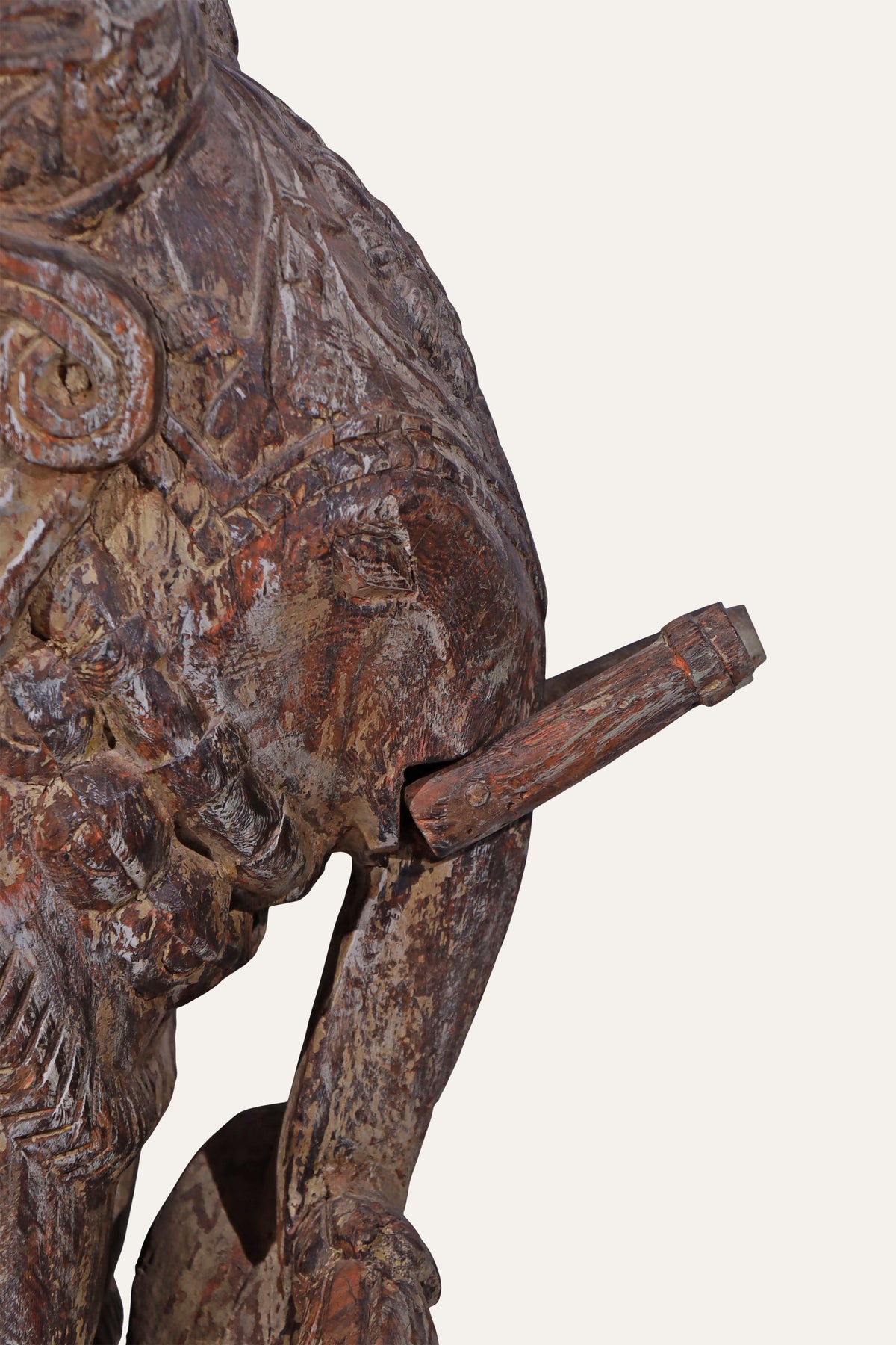 Carved Ceremonial Elephant Relief Decor