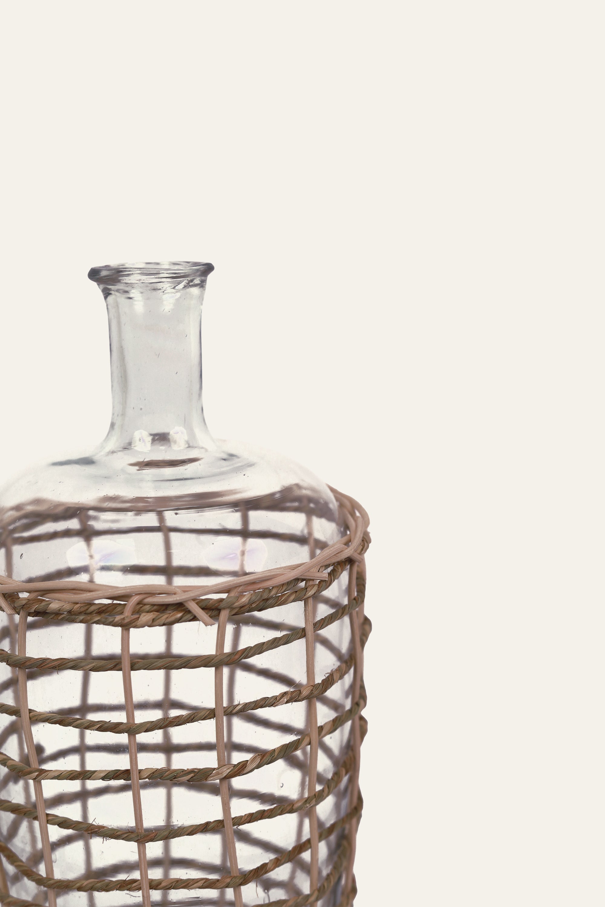 Handwoven Open Weave Clear Glass Bottle Vase - Tall