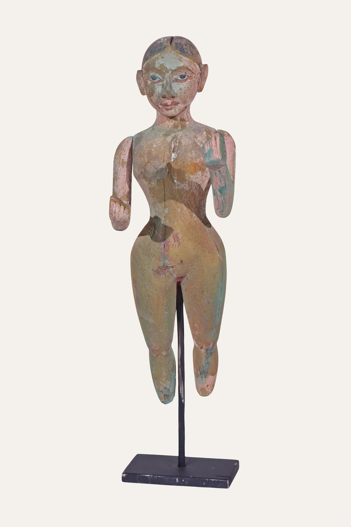 Standing Puppet Indian Folk Sculpture on Metal Stand