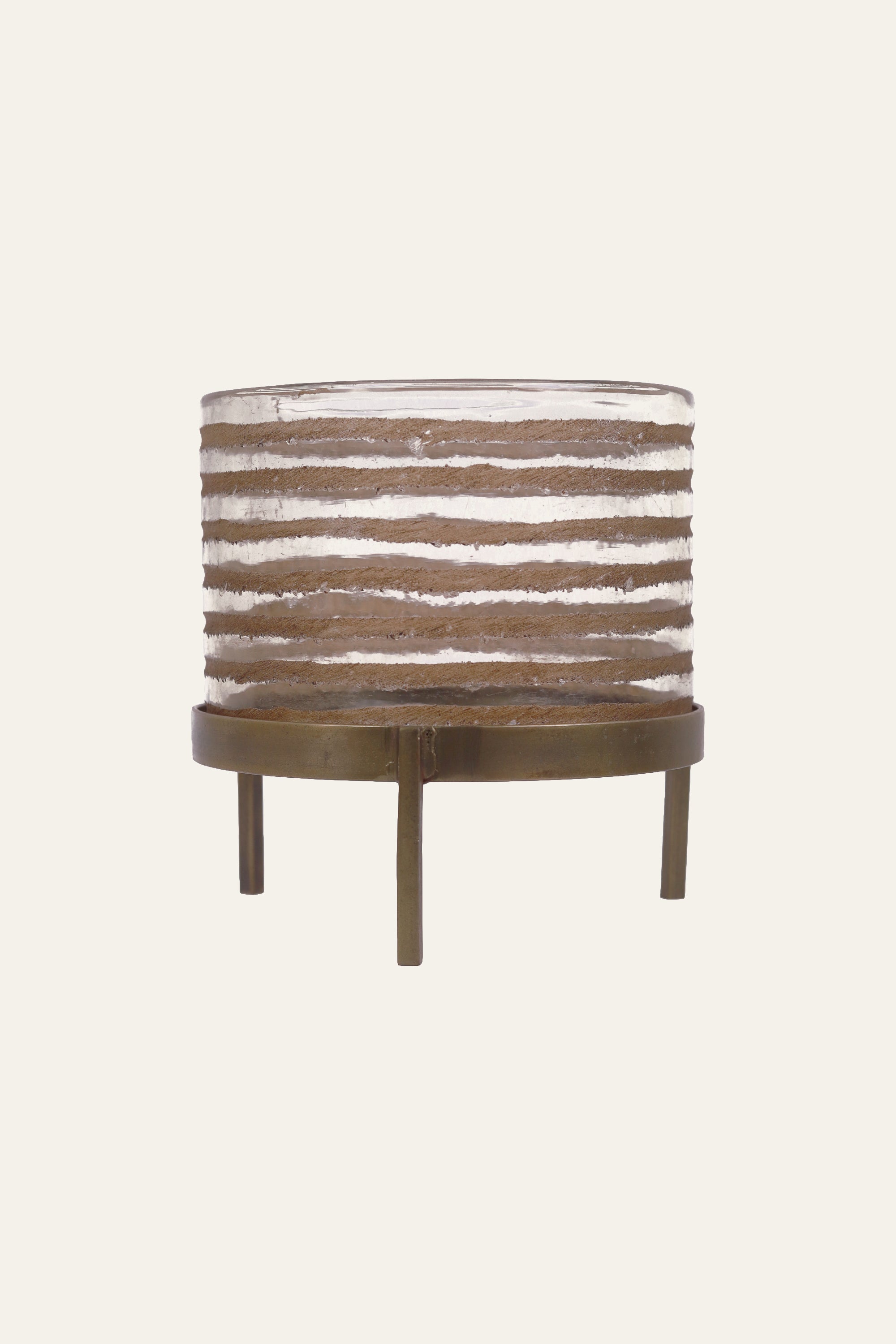 Modern Striped Glass Hurricane Candle Holder