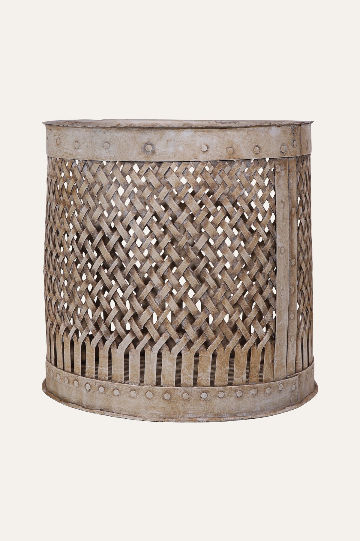Distress Woven Metal Basket
