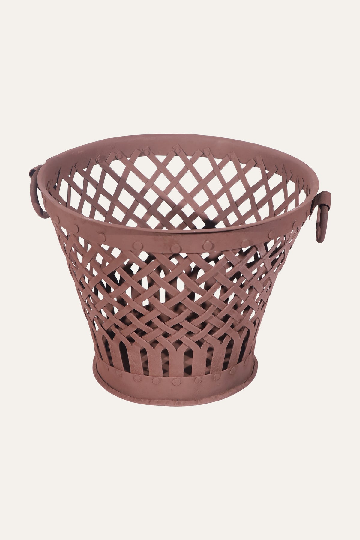 Terracotta Lattice Basket with Open Weave