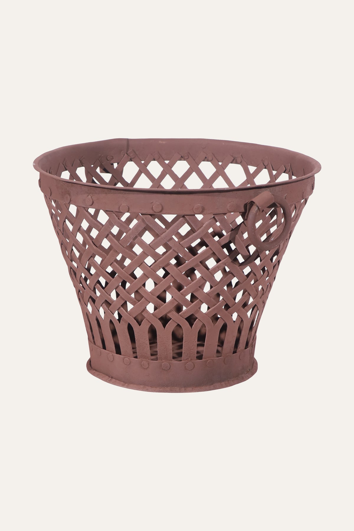 Terracotta Lattice Basket with Open Weave