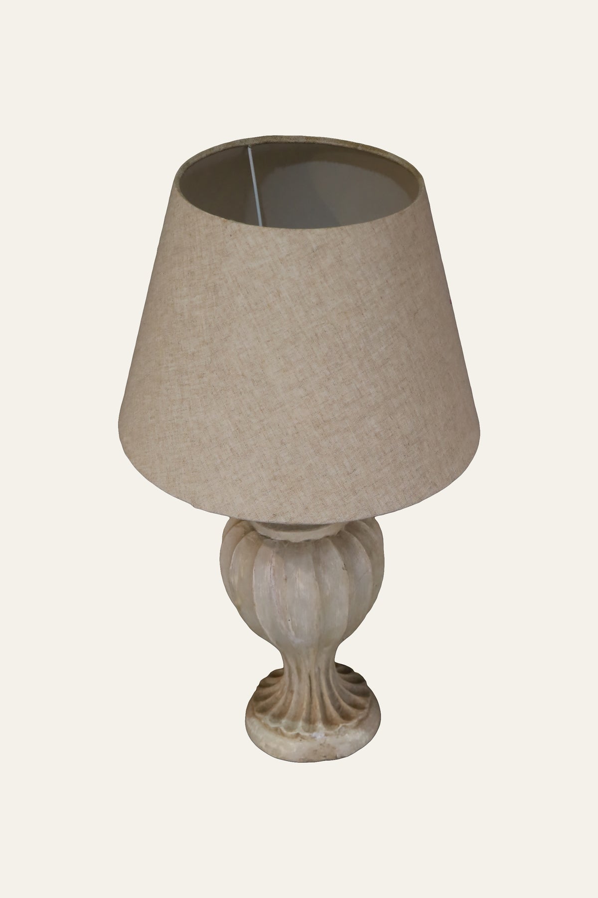 Gray Ribbed Urn Table Lamp for Bedside Styling
