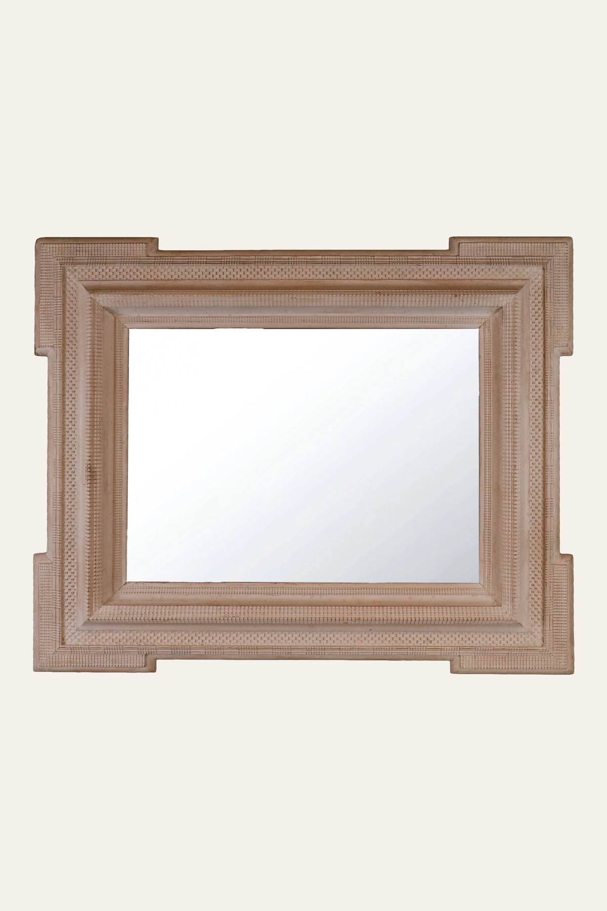 Carved Wooden Layered-Frame Square Wall Mirror for Bedrooms