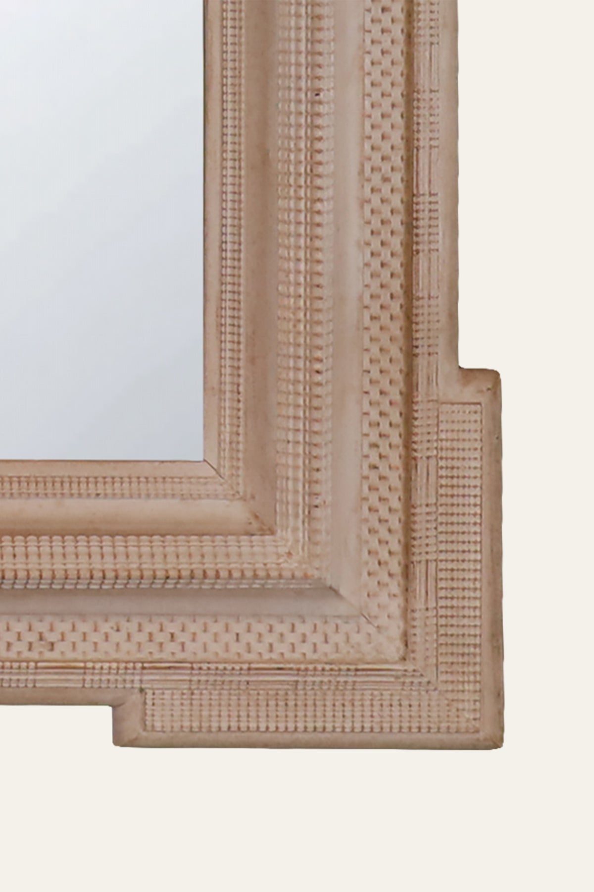Carved Wooden Layered-Frame Square Wall Mirror for Bedrooms