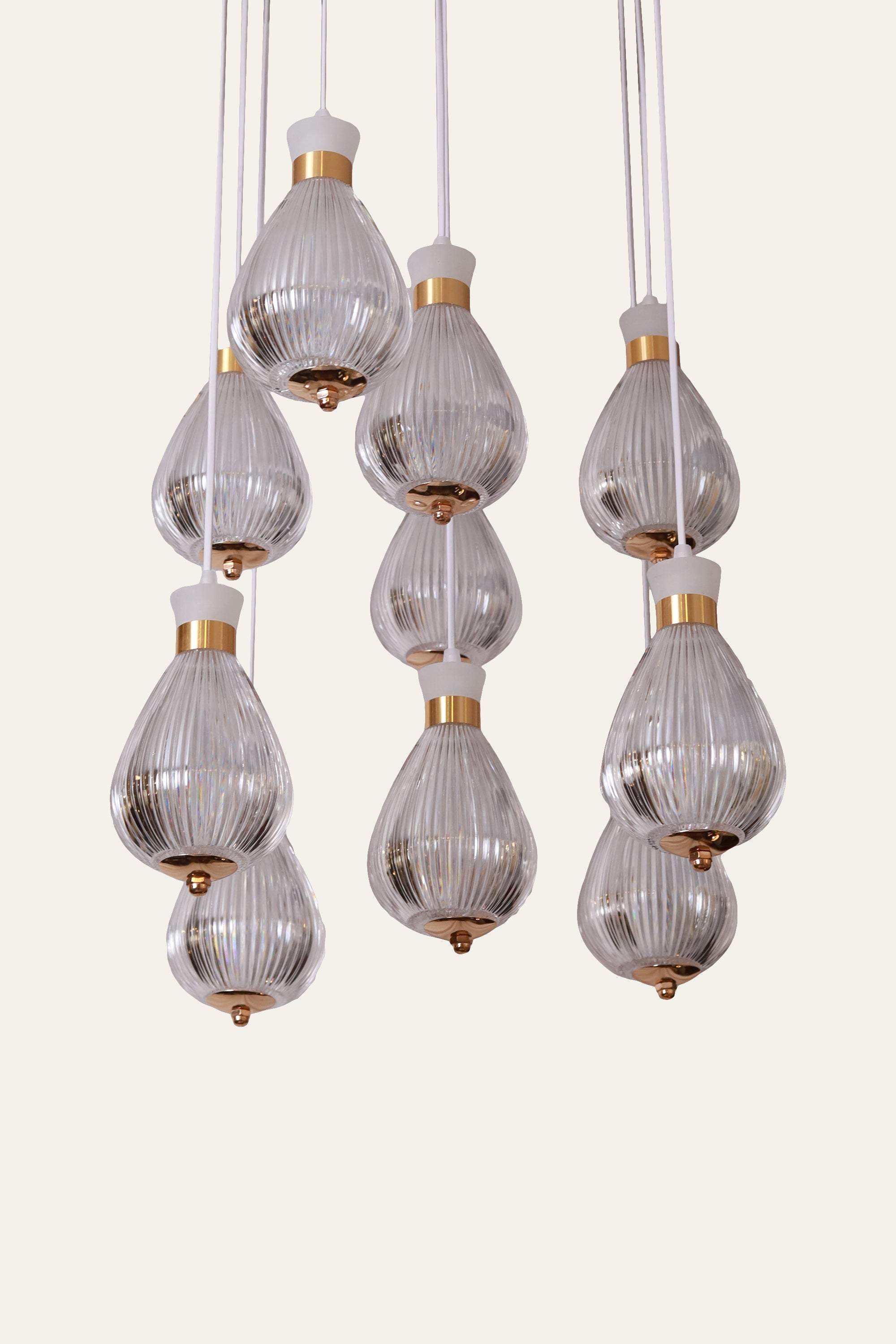 Luxury Ribbed  Multi-Light Pendant Chandelier for Foyer