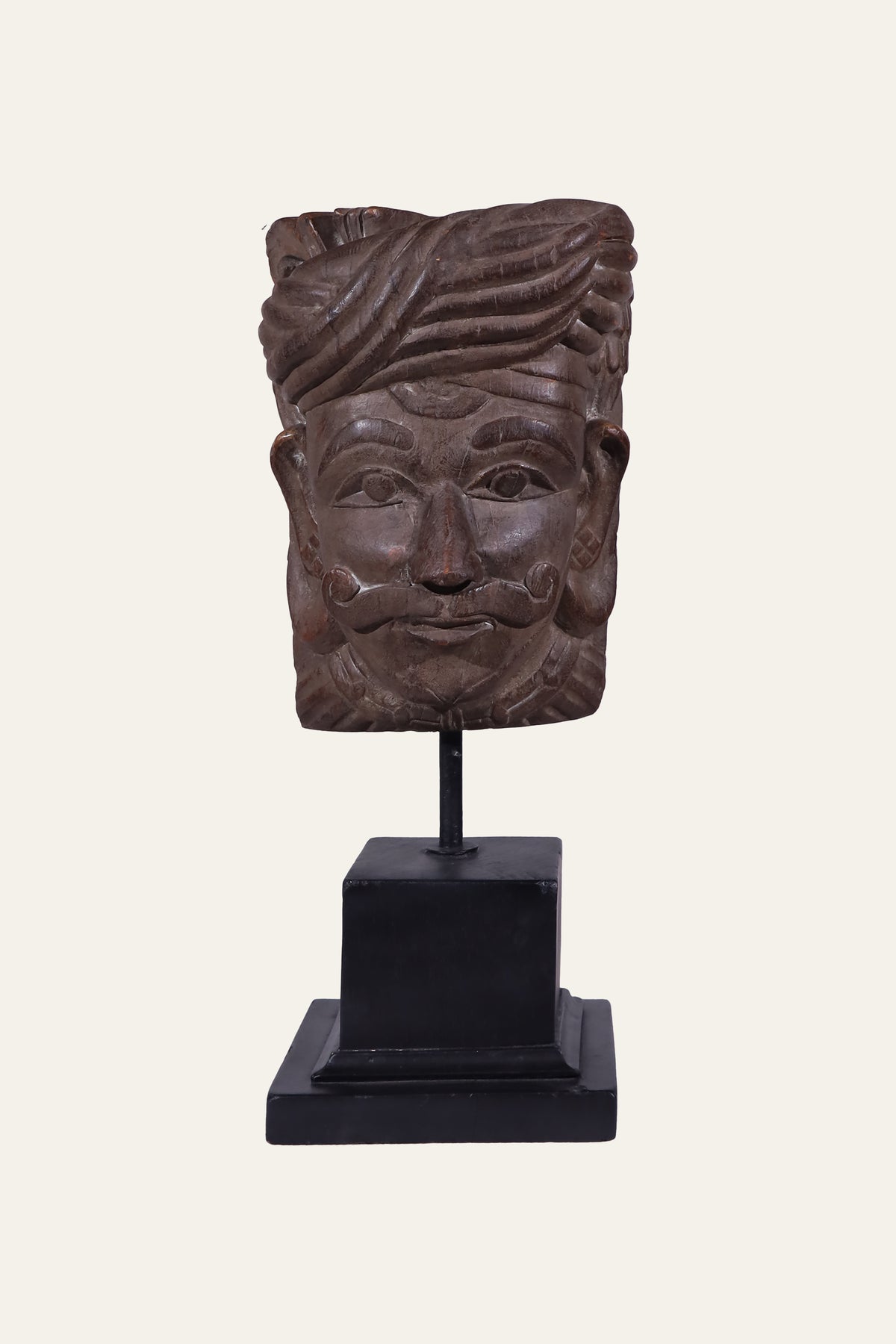 Rajasthani Turban Man Bust on Pedestal