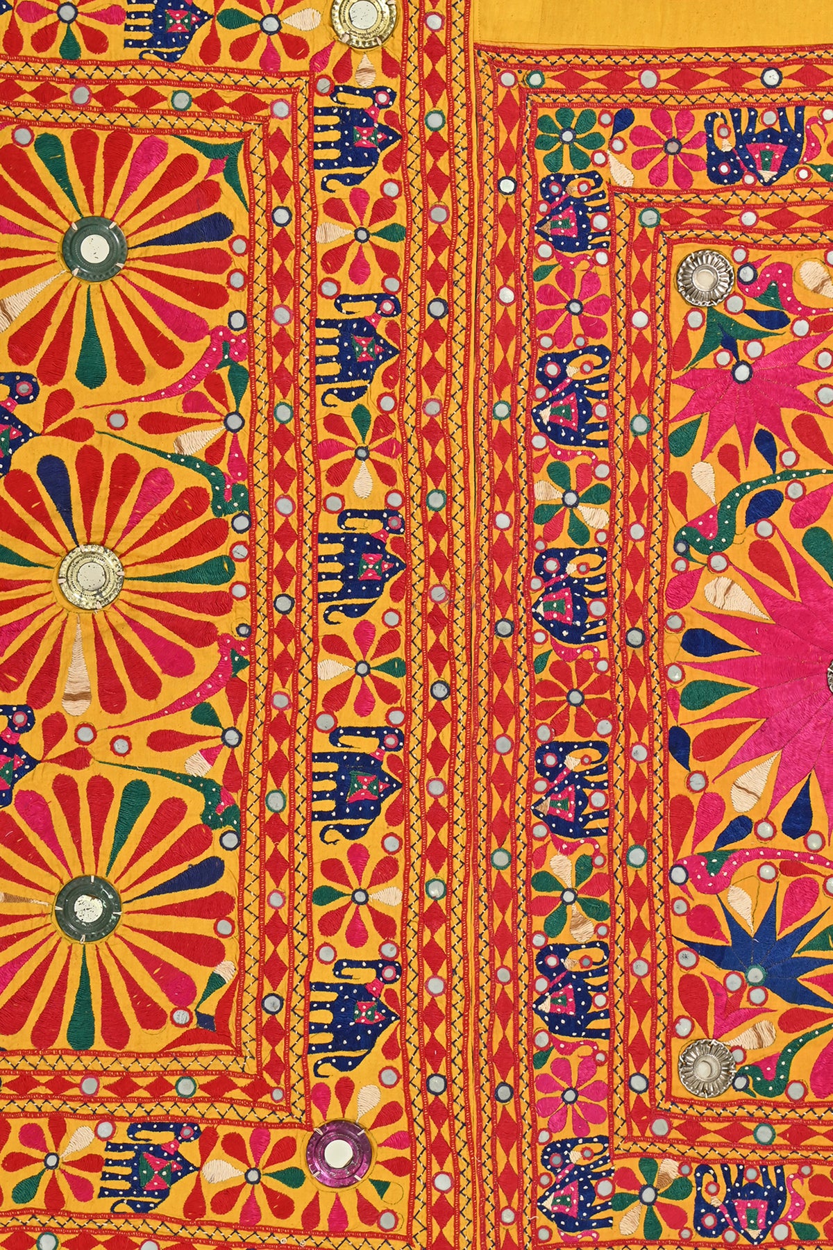 Indian floral and elephant motif wall hanging