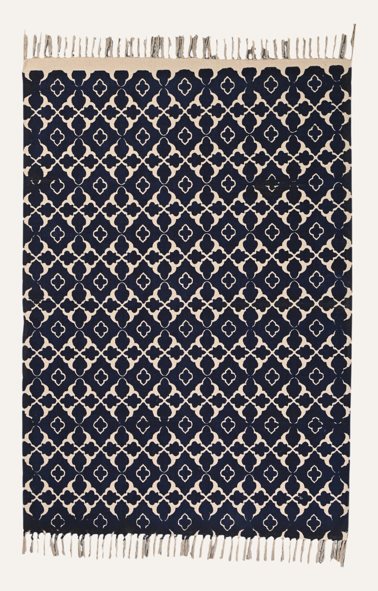 Indigo Lattice Cotton Rug