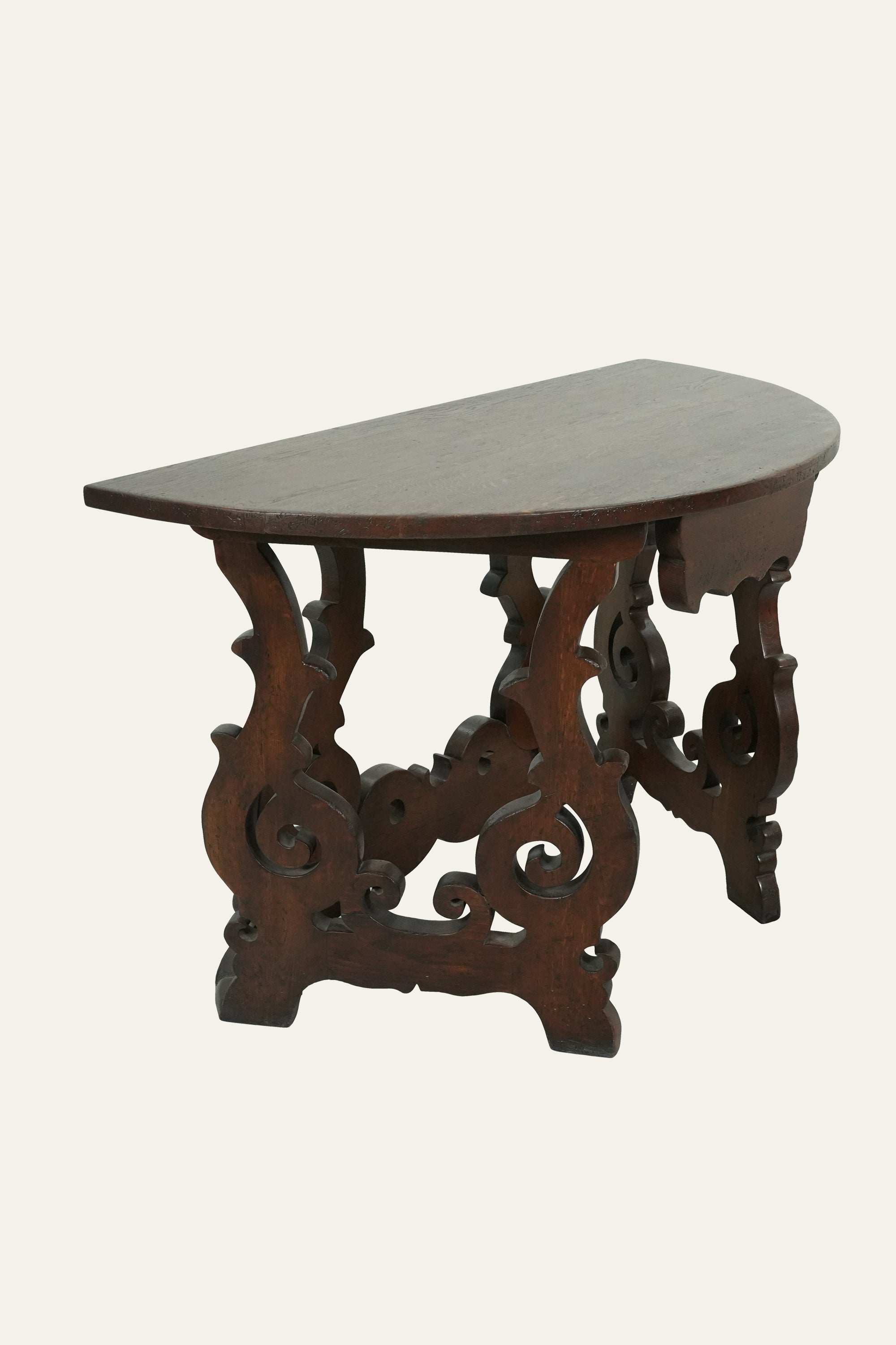 Italian style crescent-shaped wooden console table