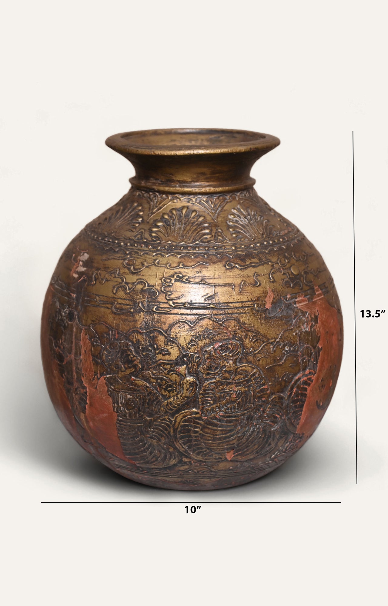 Lacquer Embossed Water Pot_size