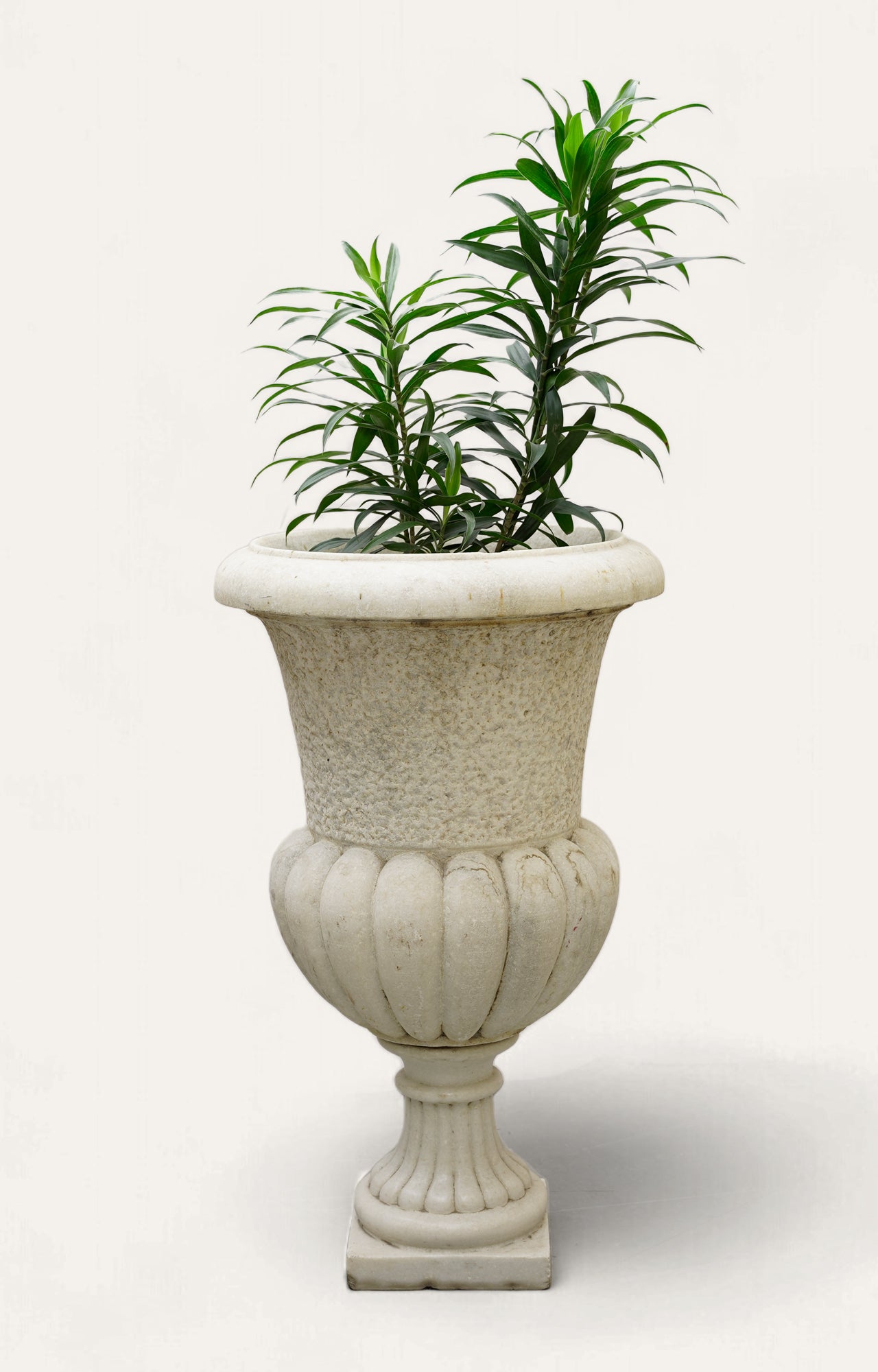 Large 19th century carved white marble  garden urn_2
