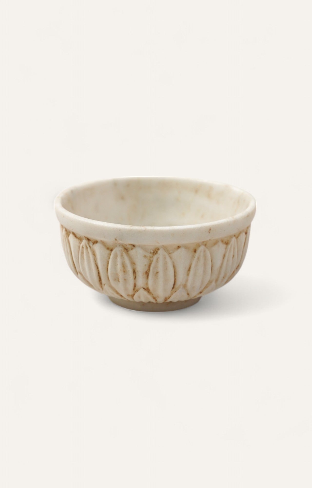 Leaf Motif Low Marble Serving Bowl