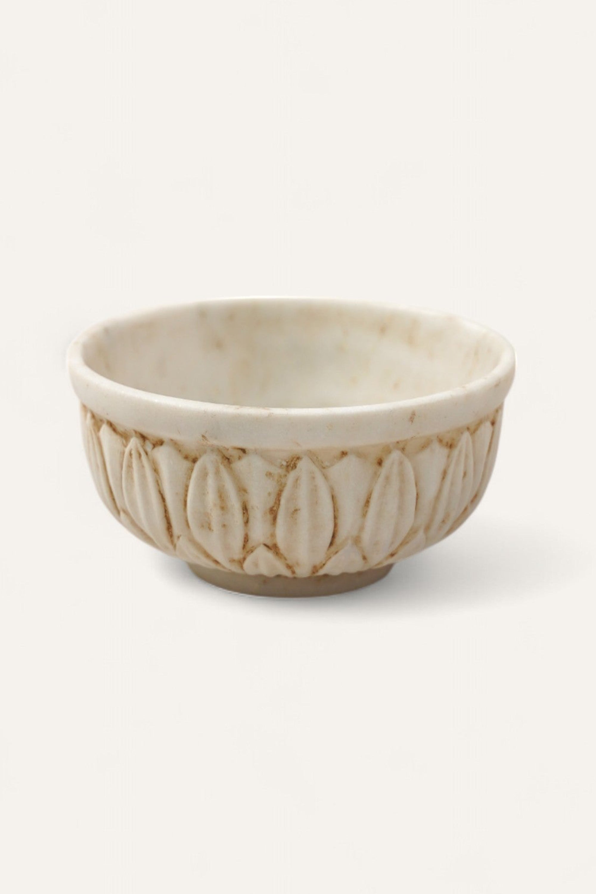 Leaf Motif Low Marble Serving Bowl