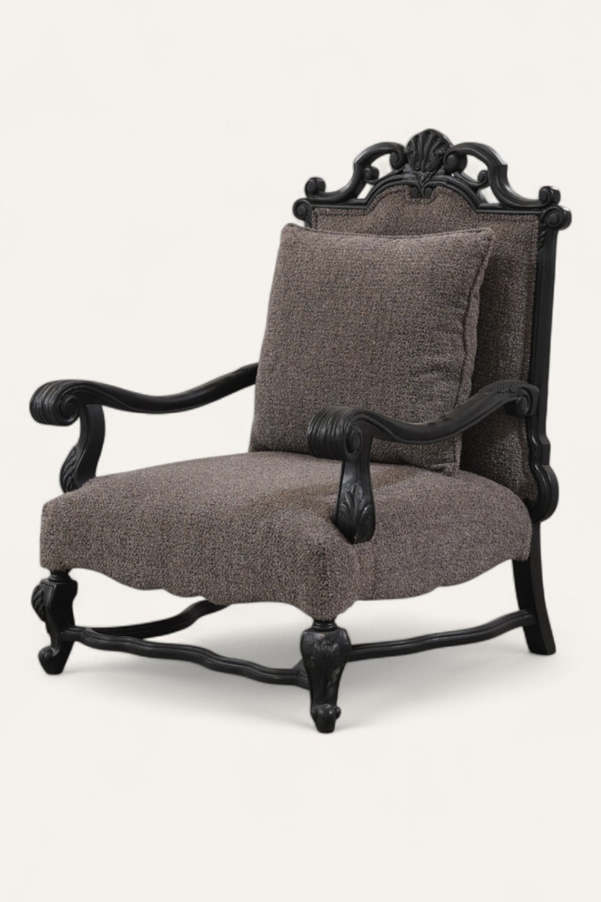 Linen Black Lounge Chair with Cushion