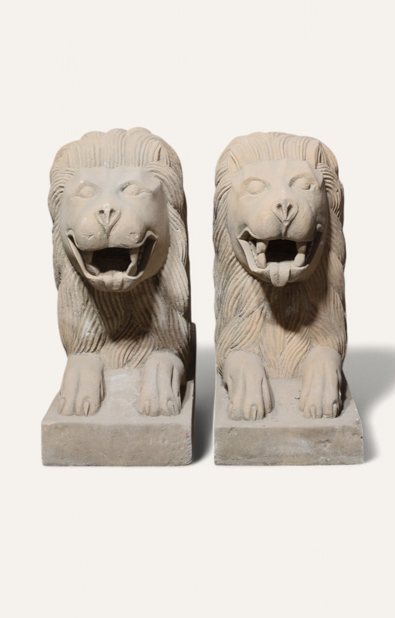 Lion on Pedestal Sandstone Sculpture
