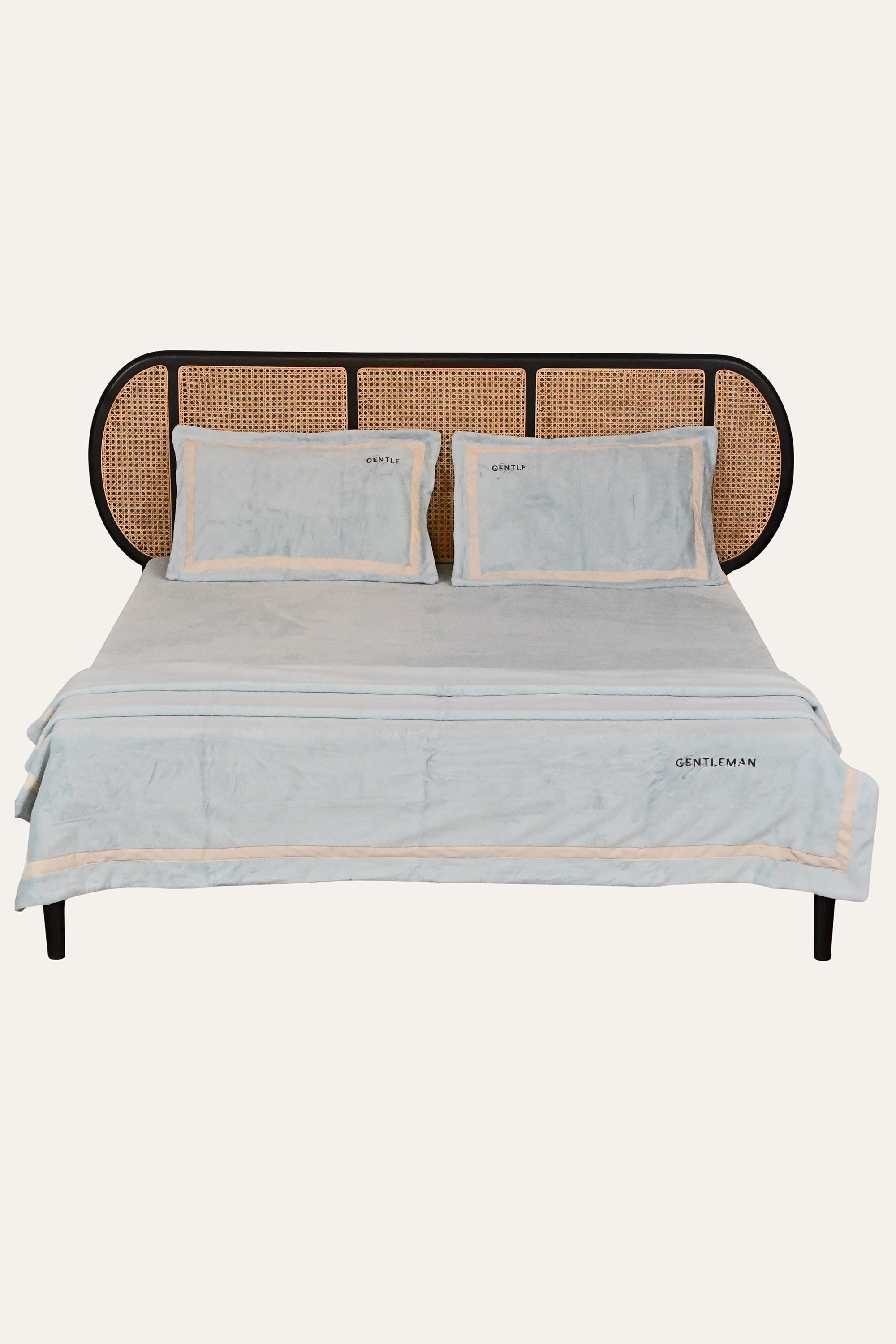 Luxury Sky Blue Velvet Bedcover Set
