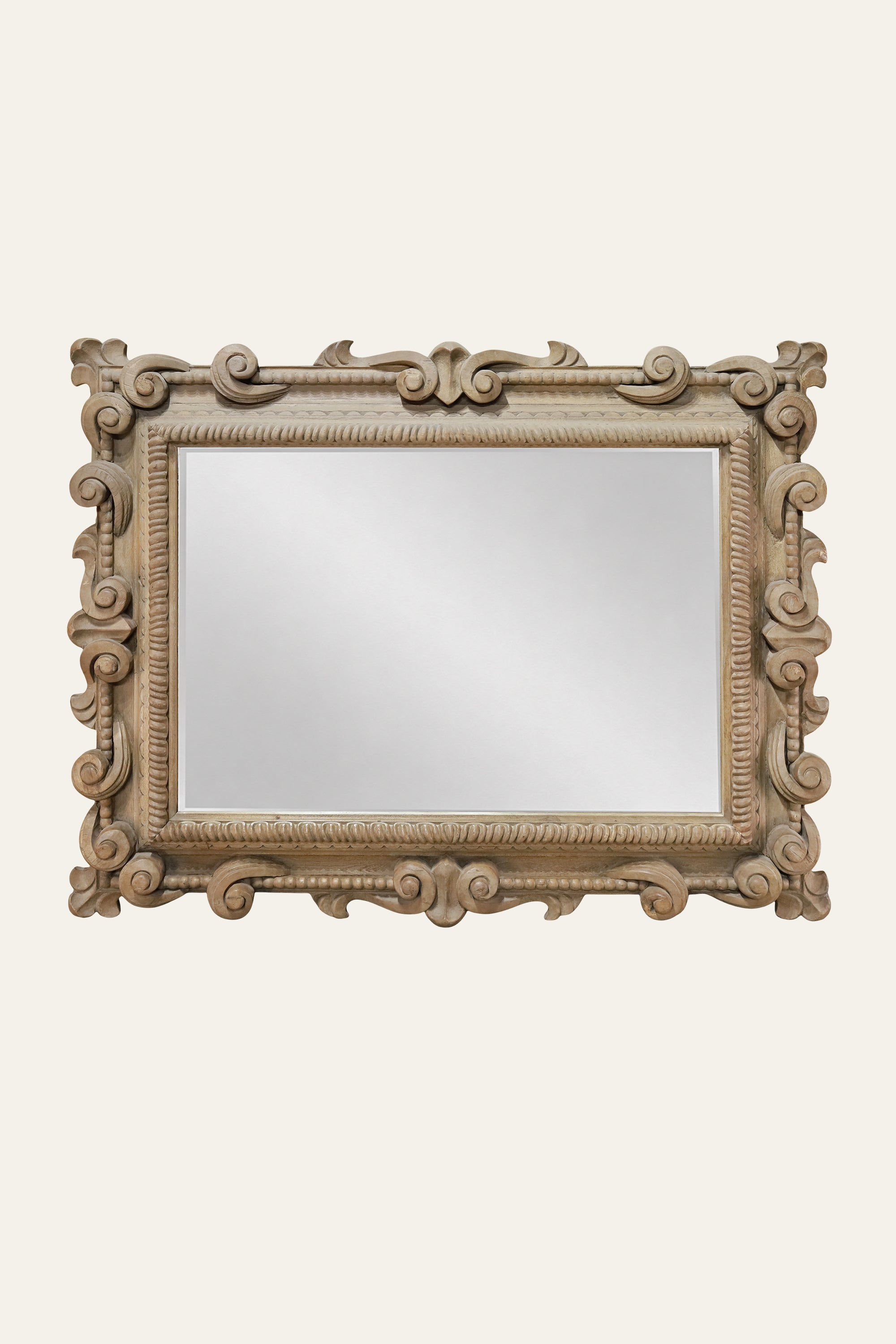 Baroque Style Carved Scroll Wall Mirror for Entryway Walls