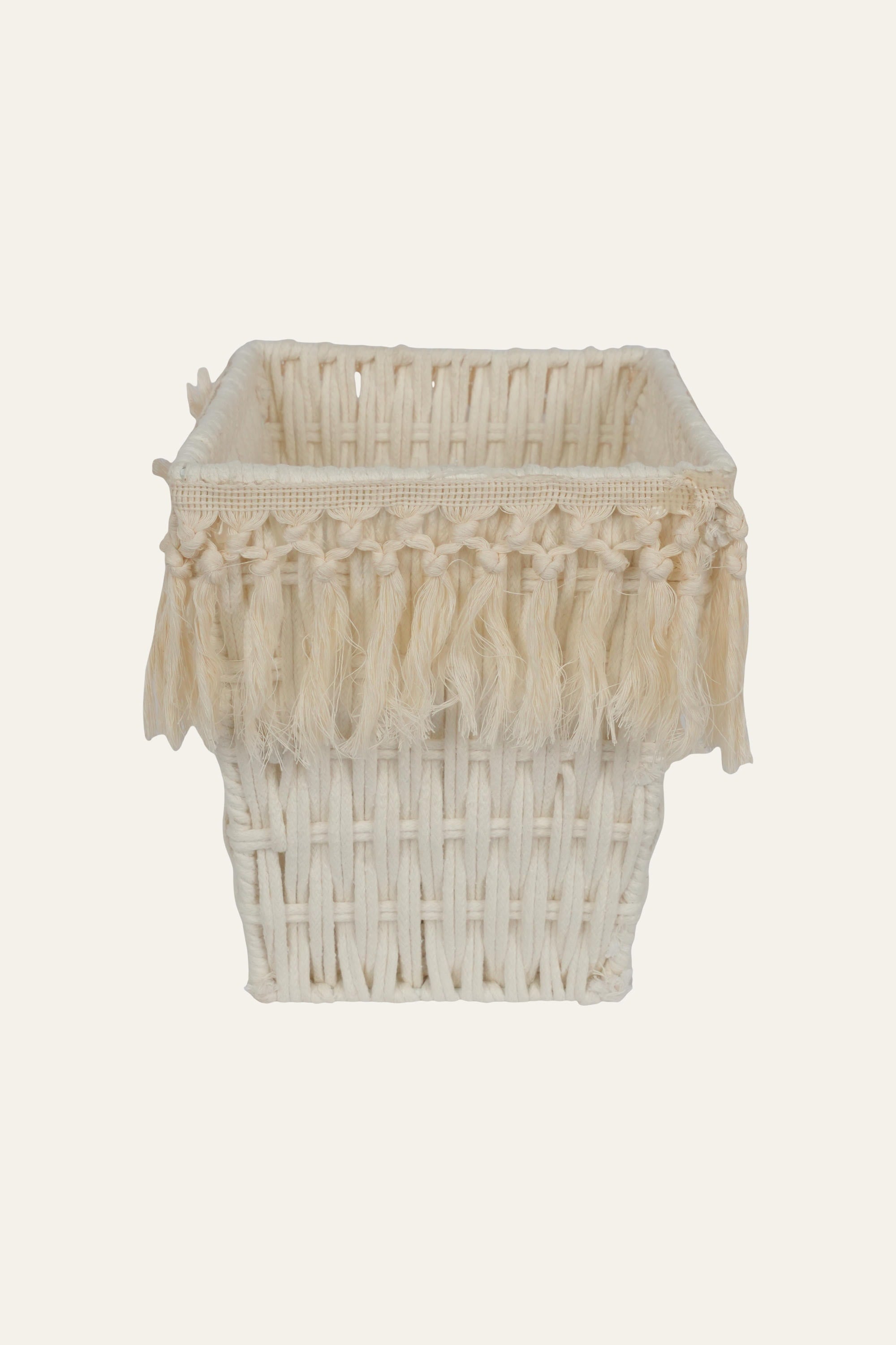 Macrame Fringe Rope Basket for Living Room