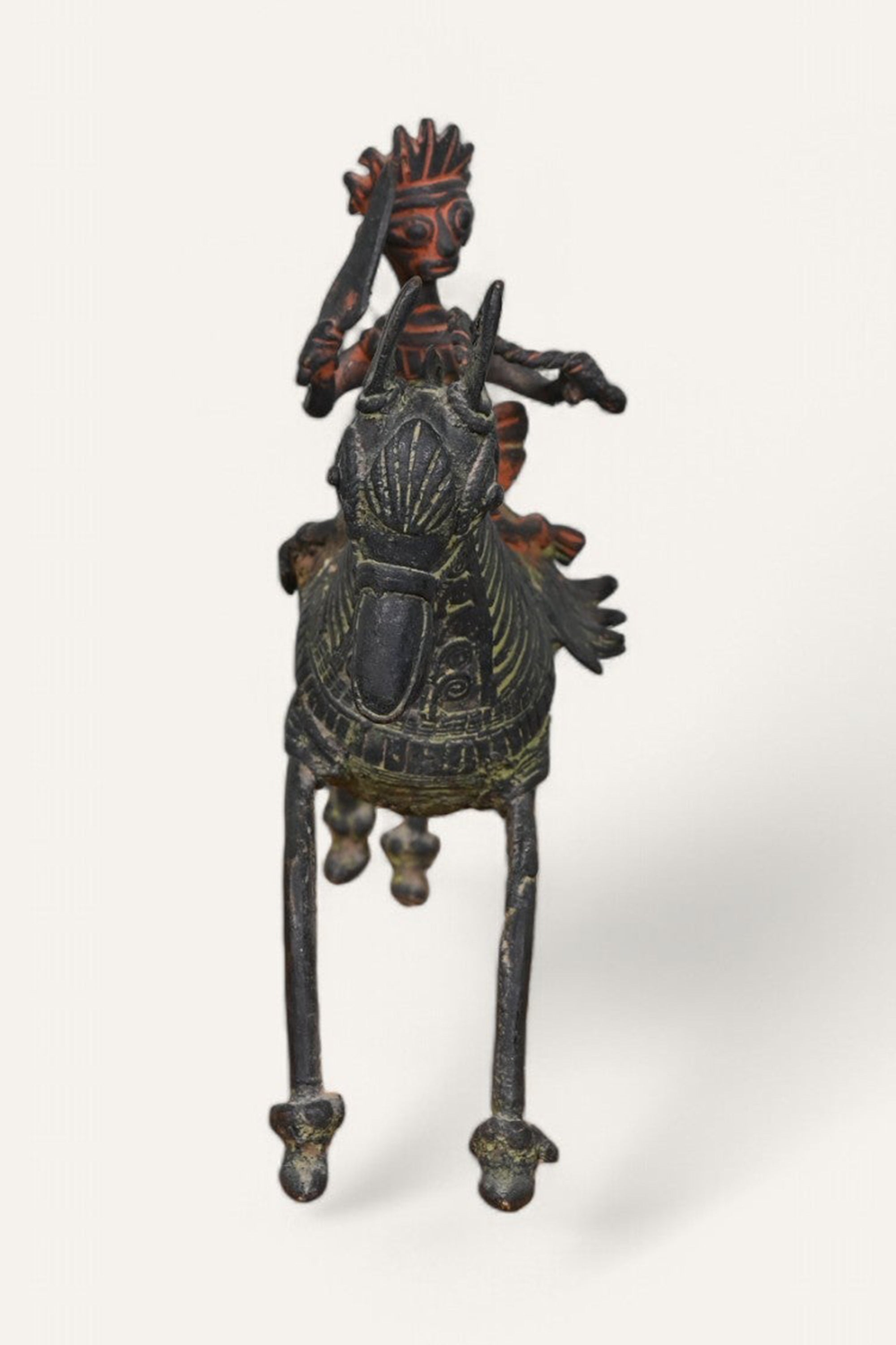 Man on Horse Vintage Brass Sculpture
