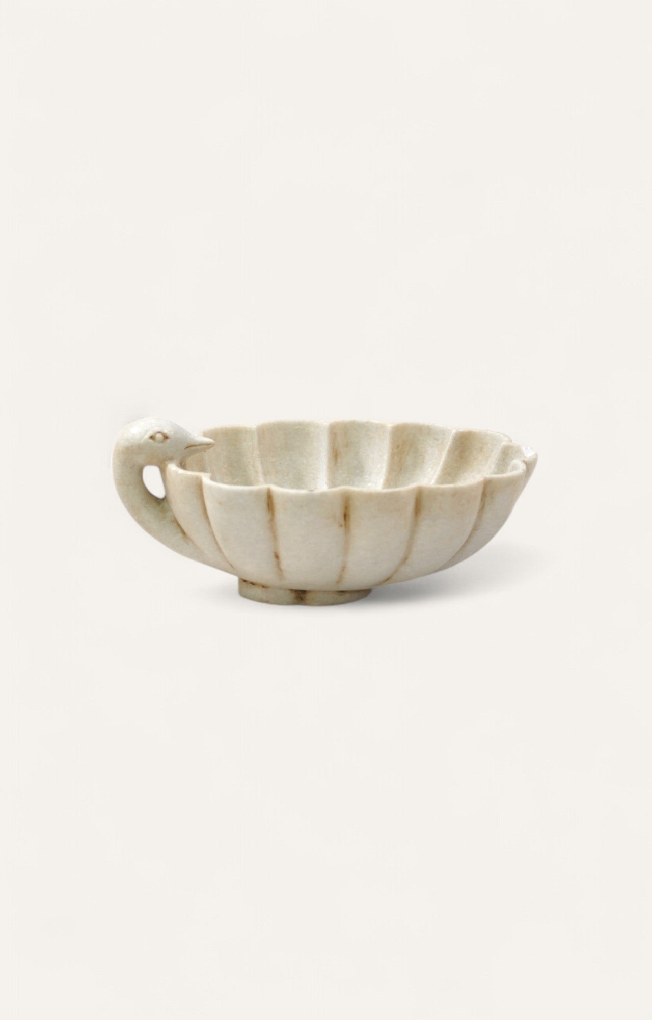 Marble Bowl With Swan-Handled Design
