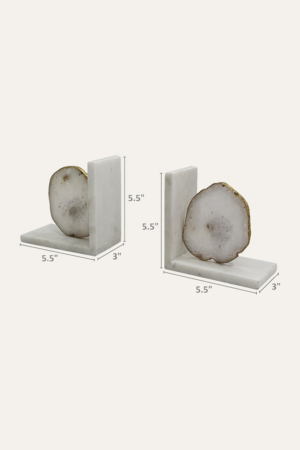 Marble White Agate Stone Bookends