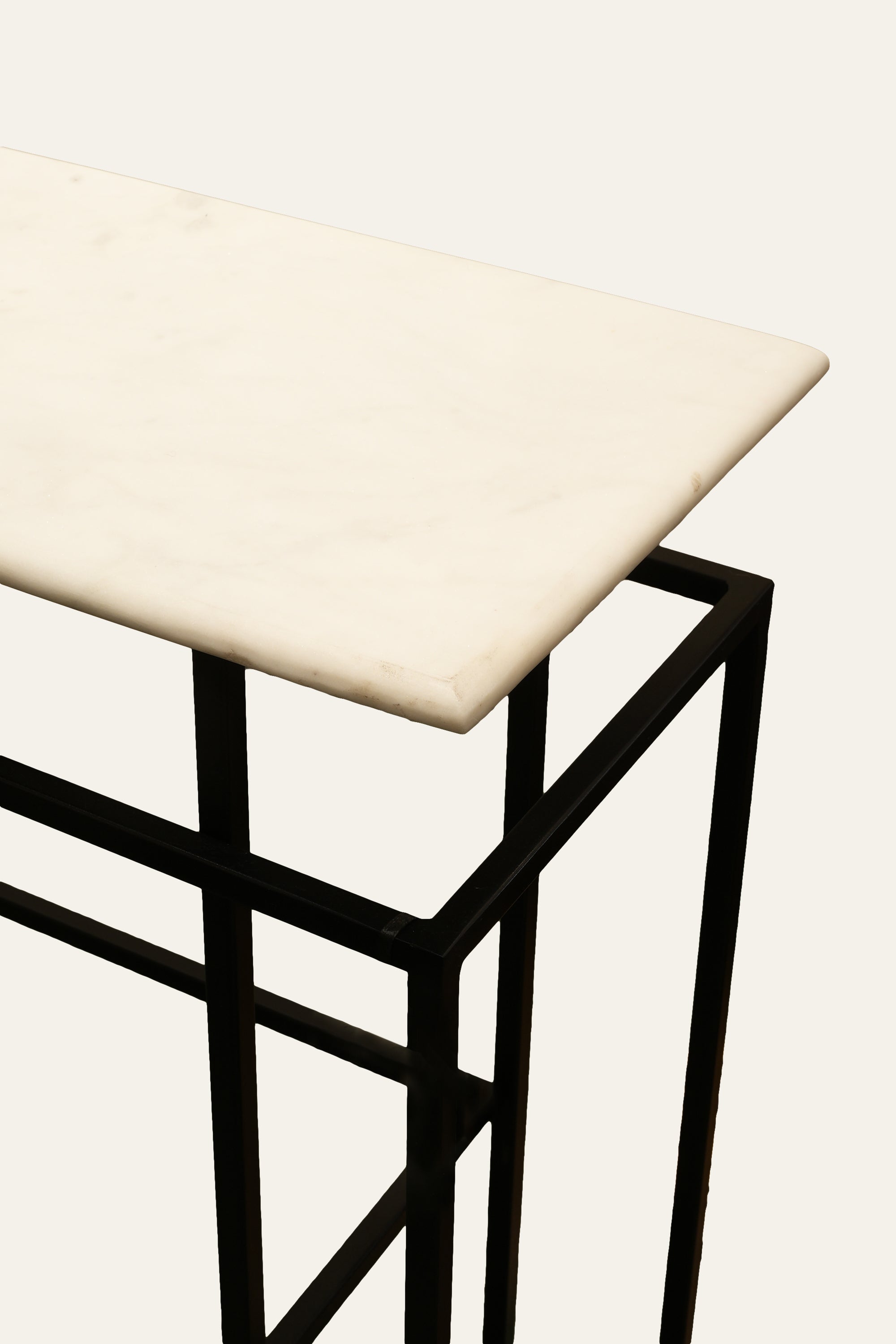Marble top console table with iron base