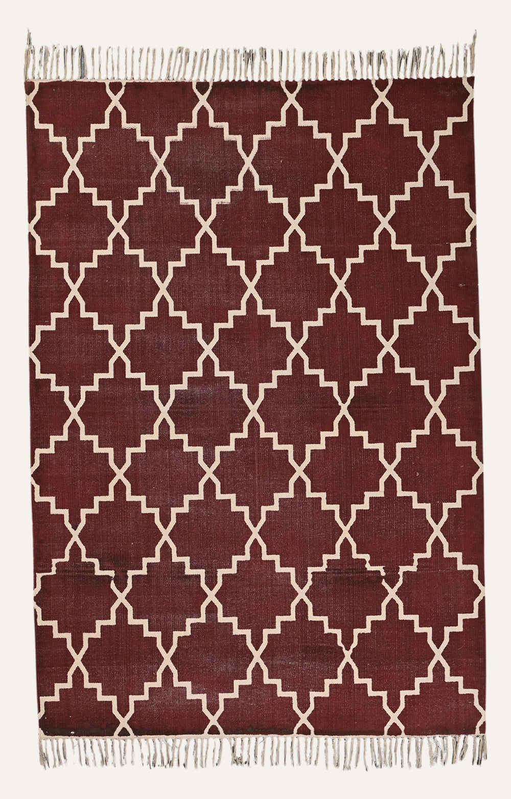 Maroon Patterned Rug Maroon Trellis Cotton Rug