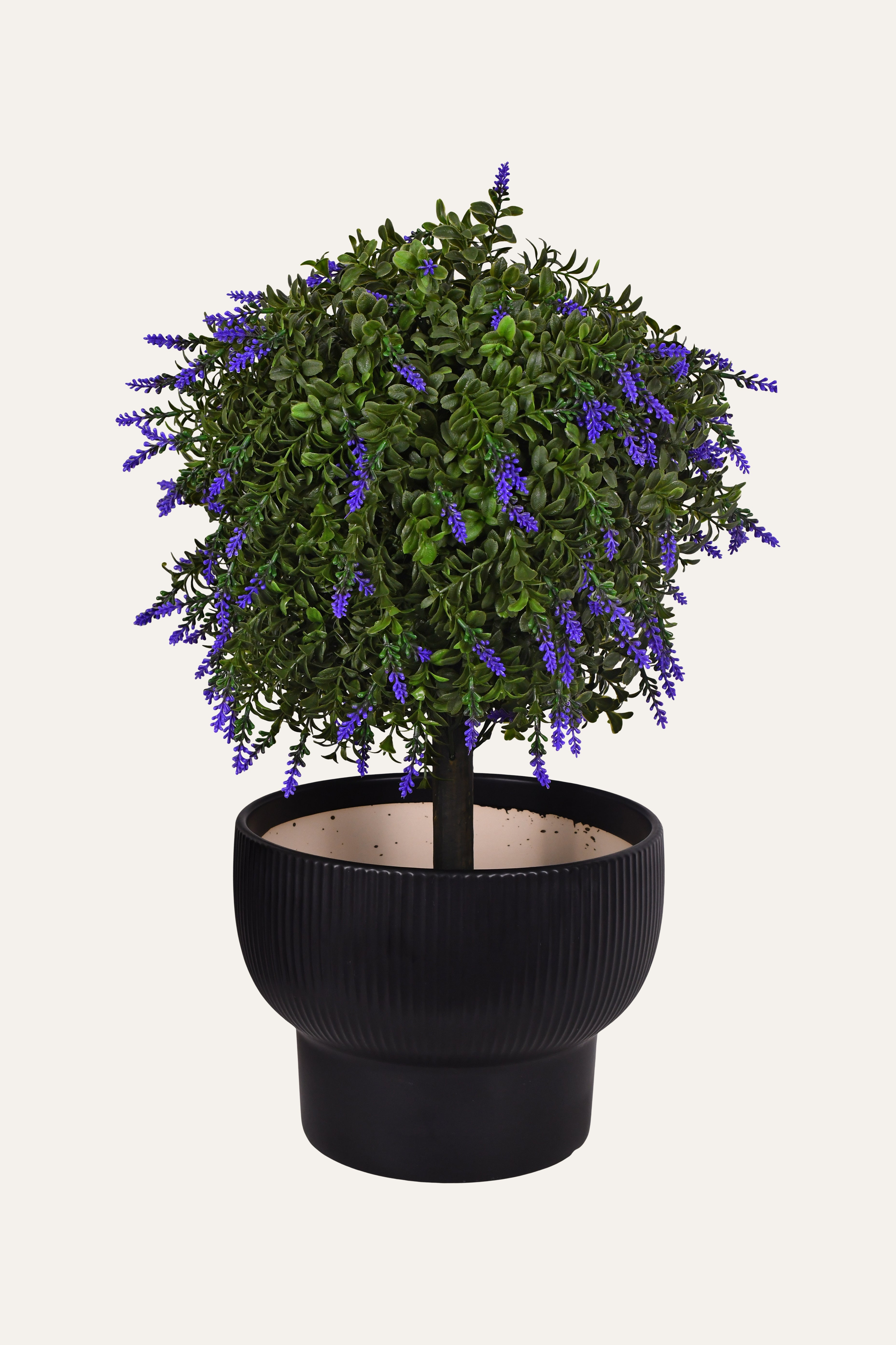 Matte Black Ribbed Ceramic Planter