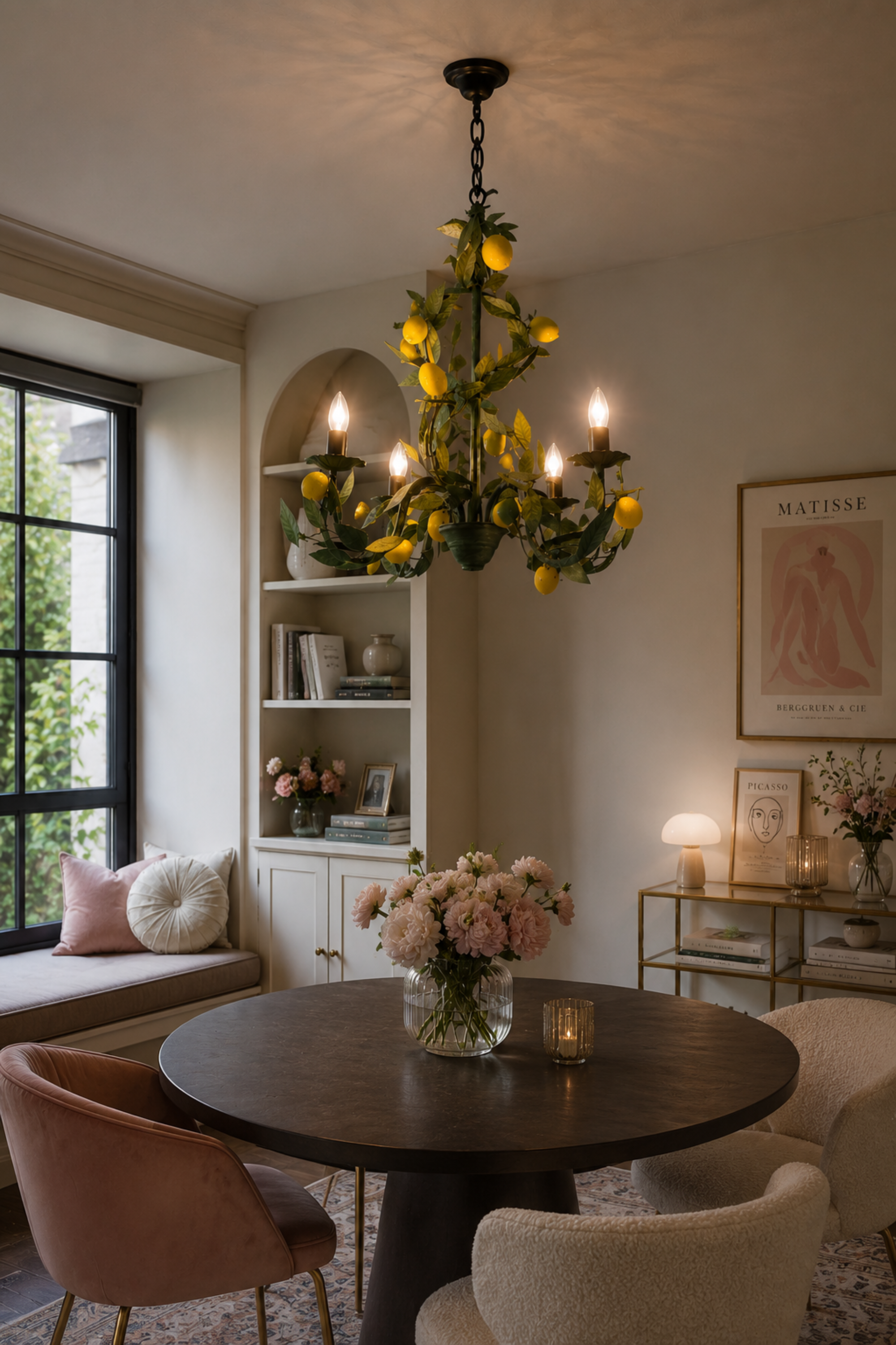 Metal Chandelier with Lemon-Inspired Accents