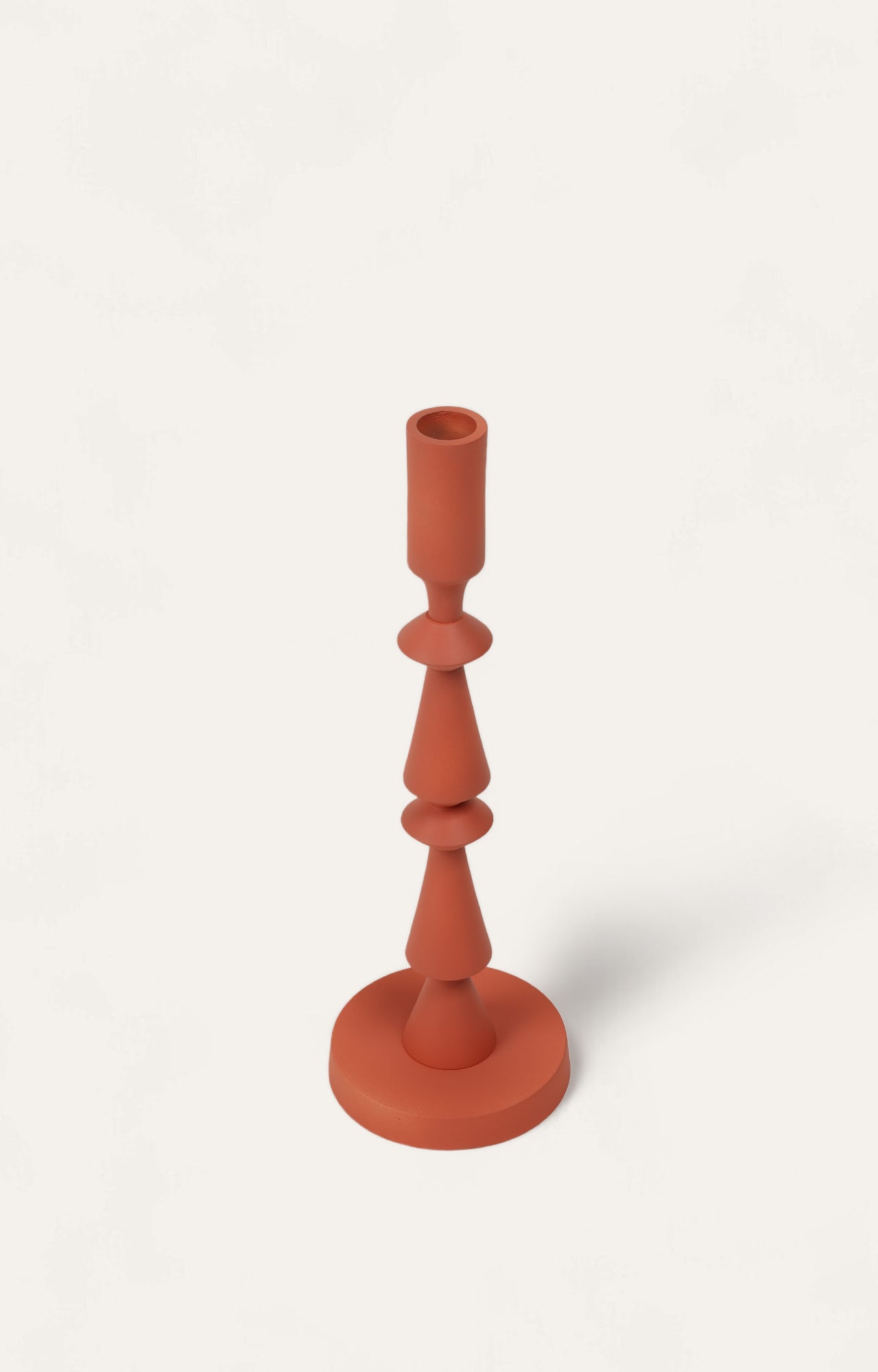 Modern Geometric Red Metal Candlestick Holder_3