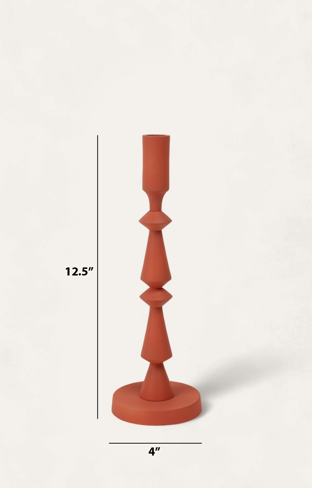 Modern Geometric Red Metal Candlestick Holder_size