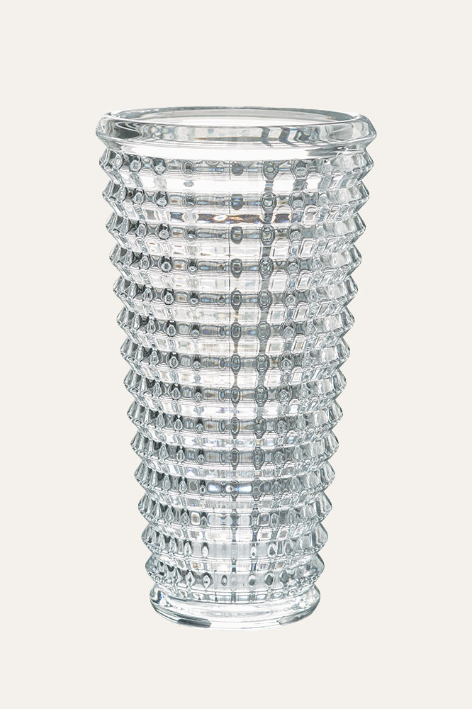 Modern Ribbed Clear Glass Vase