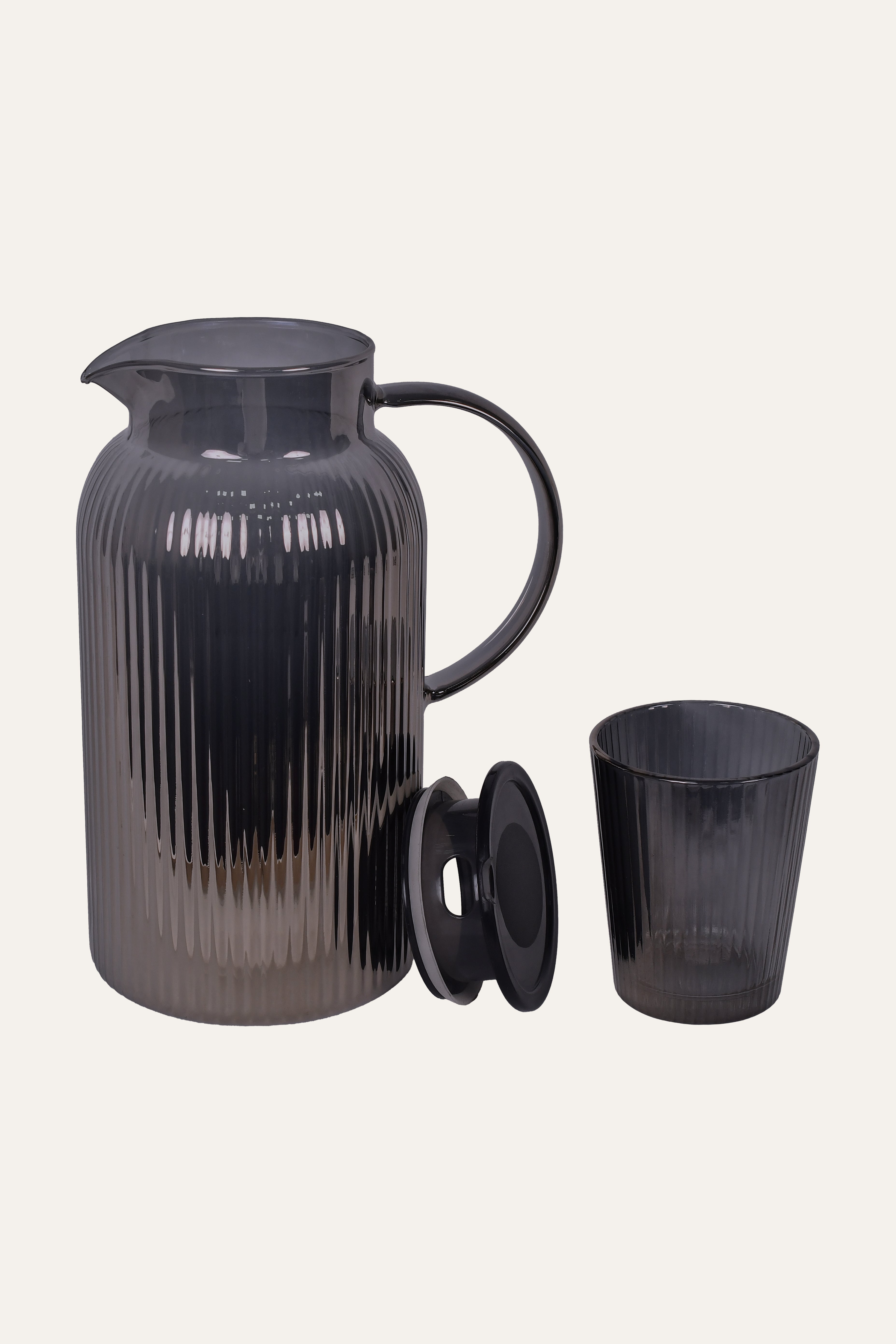 Modern Ribbed Glass Pitcher for Dining Table