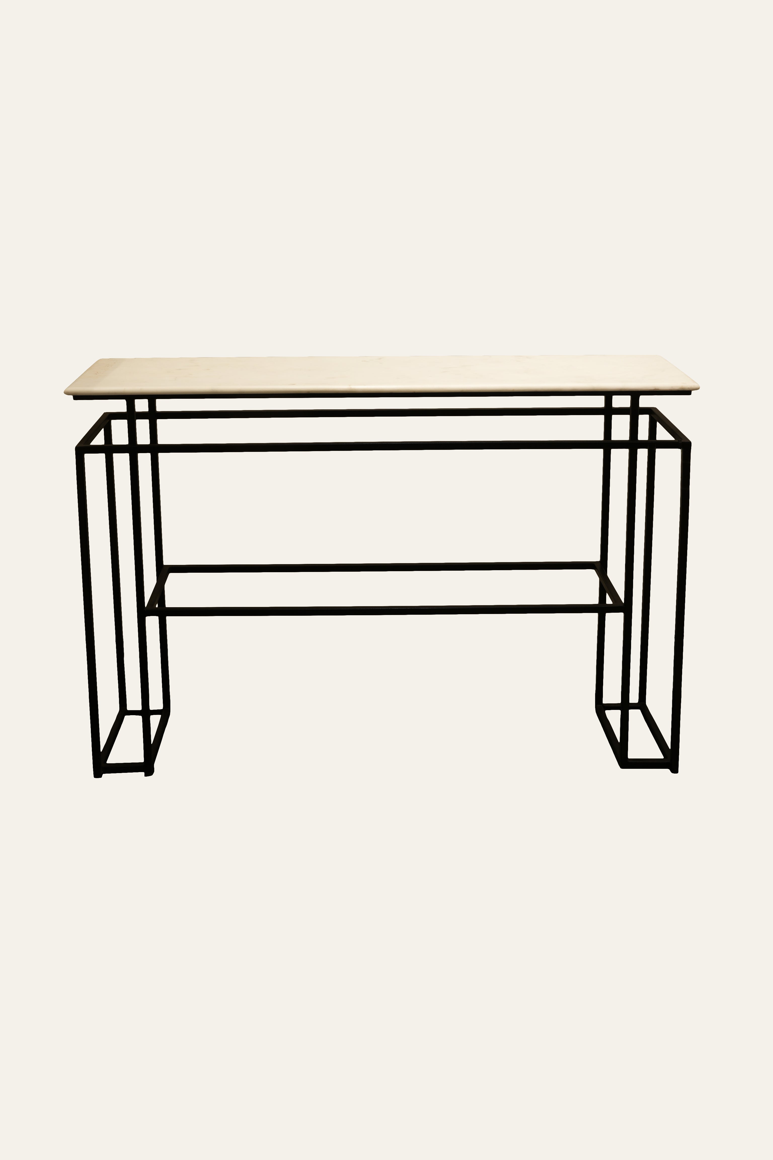 Modern entryway table with iron frame