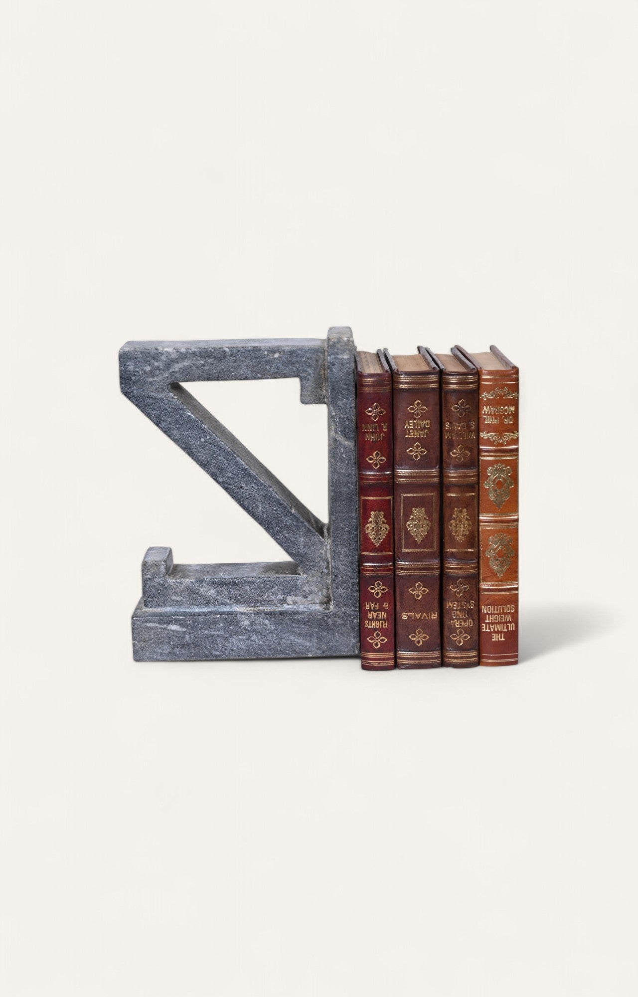 Modern grey marble geometric bookend