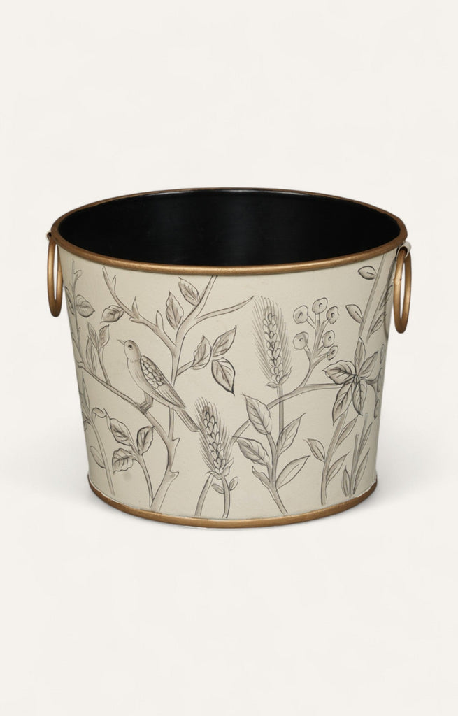 Monochrome botanical waste bin 