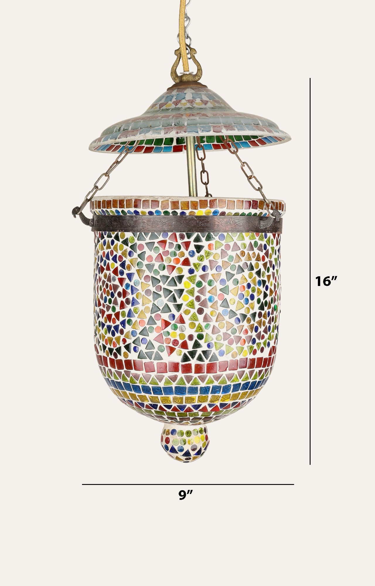 Mosaic glass pendant light_size