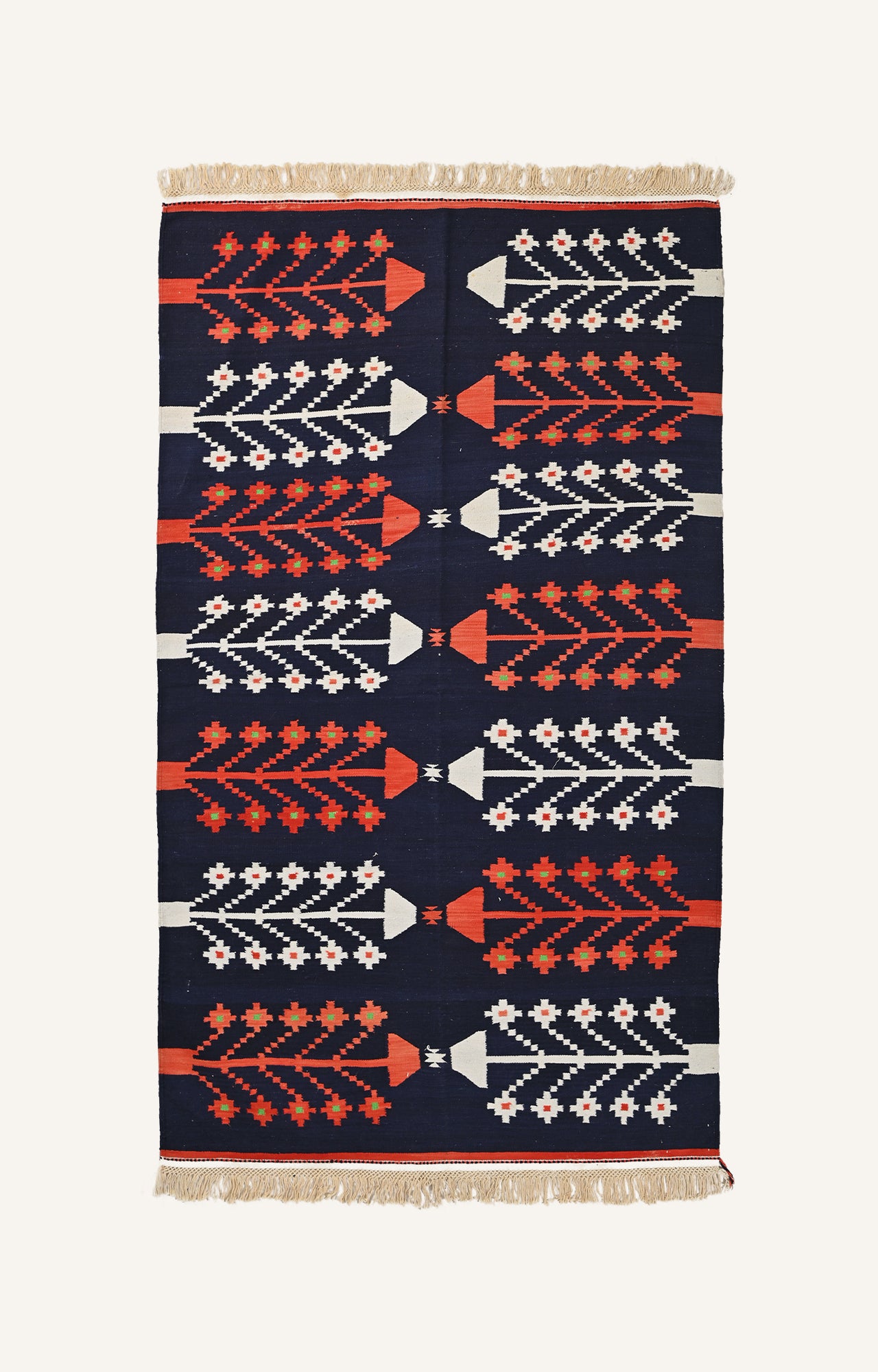 Motifs on a Blue Cotton Durrie