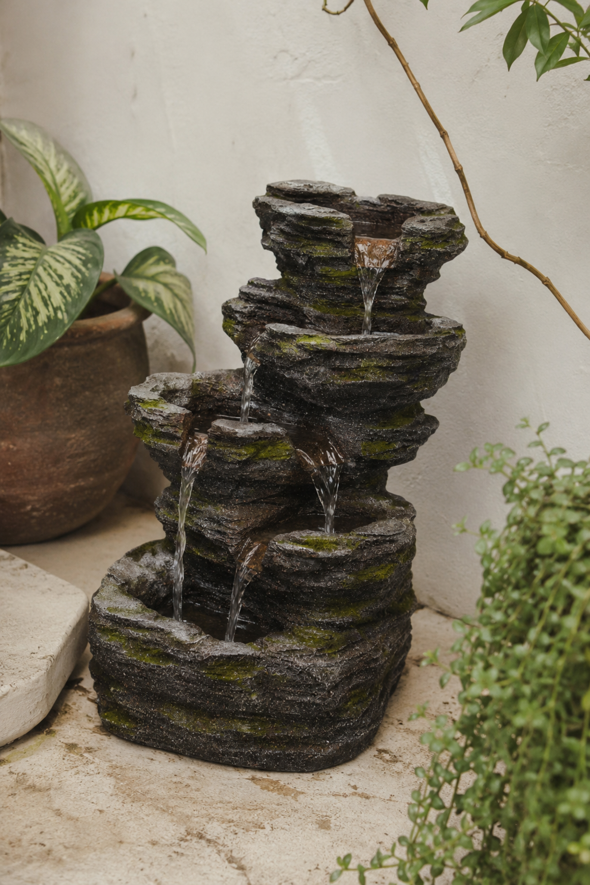 Multi-tier indoor water fountain
