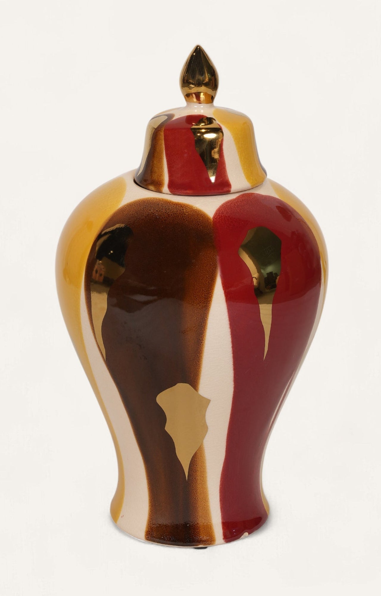 Multicolor Art Glass Decorative Jar with Lid